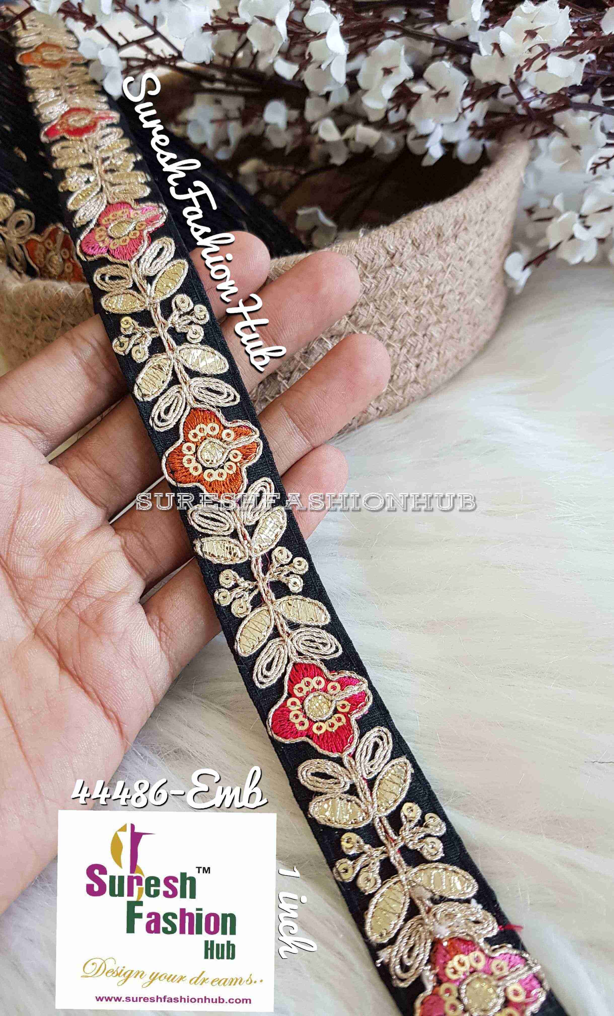 Indian Laces Embellishments Embroidery Saree Border Wholesale Silk Crafting Sewing Decorative Designer Ribbons #Blackborder  #Fancylaces #Decorativetrims #Embroideredborder #Sewingtrims #テープ #minne #lndianlaces #Sareeborder #アニー都城 #pasamanerías #pasamaneriasbordadas #Embellishments #可愛いマスク #Embroiderytrimmings #アクセサリー