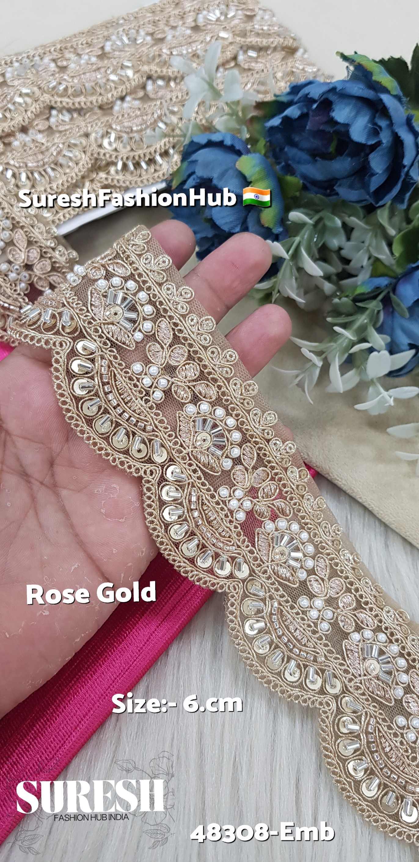 Rose Gold Scalloped Embroidery Lace