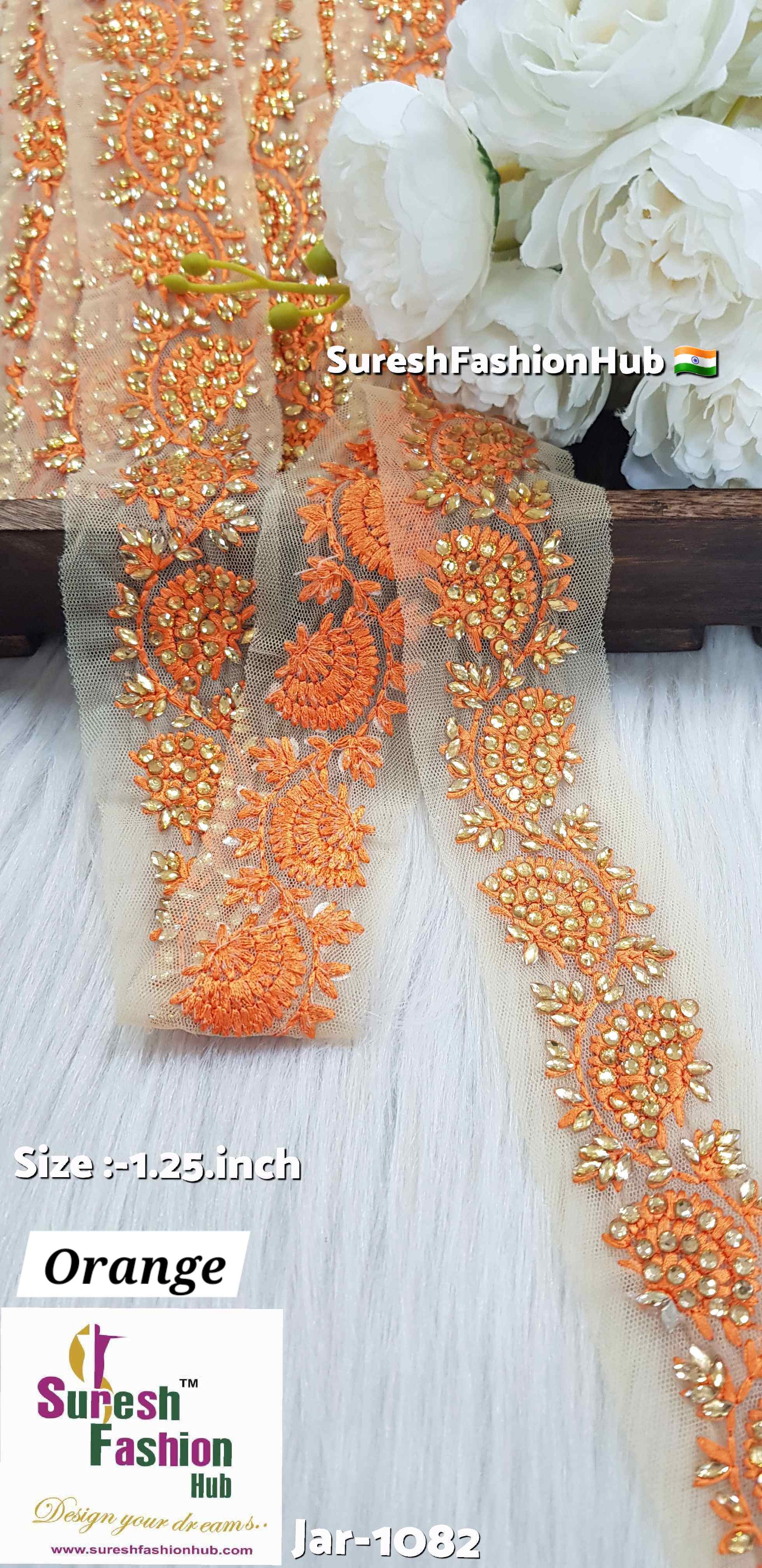 Pearl and Stone Banarasi Laces - Embellished Trims with Pearls and Stones