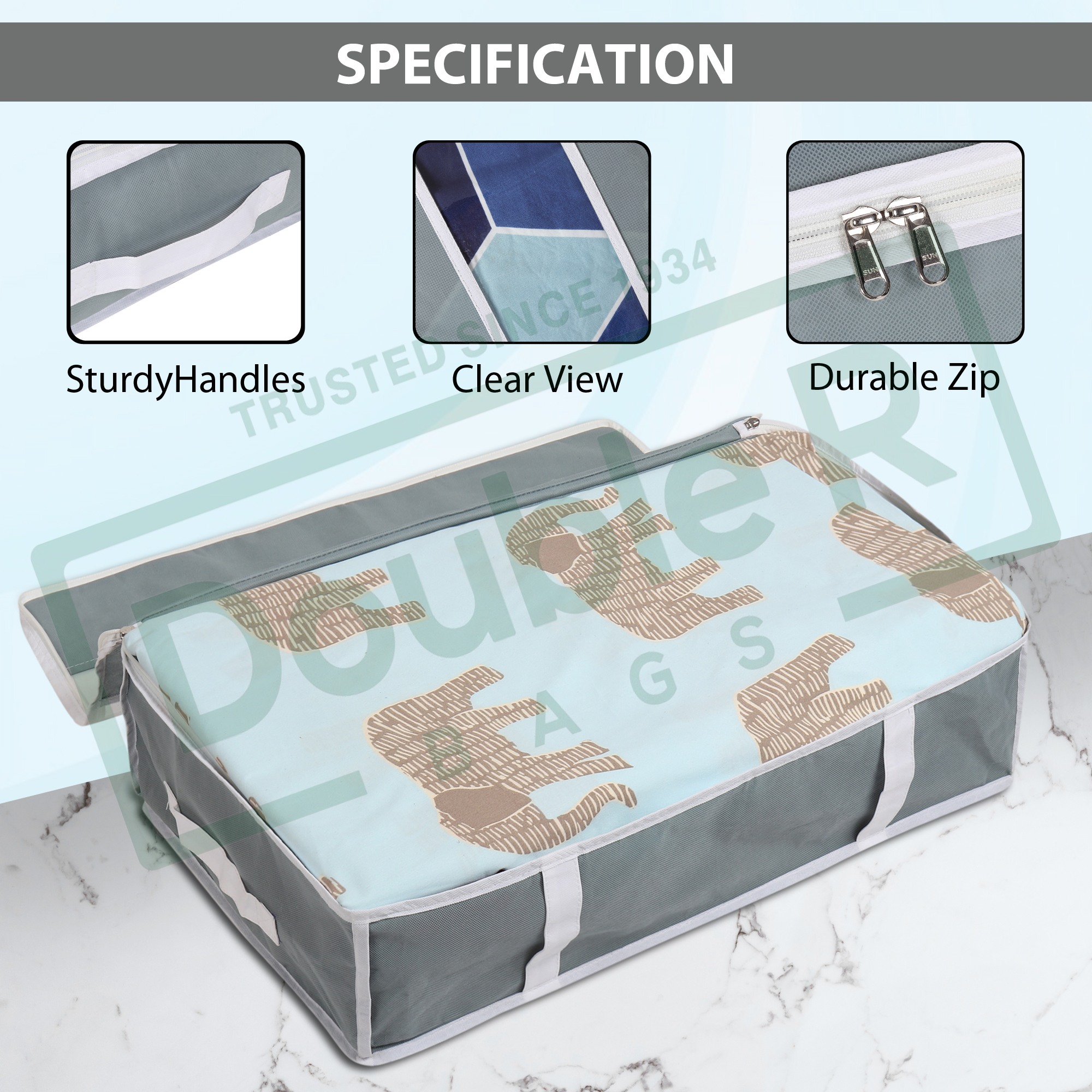 Double R Bags Large Underbed Storage Organizer Containers Foldable