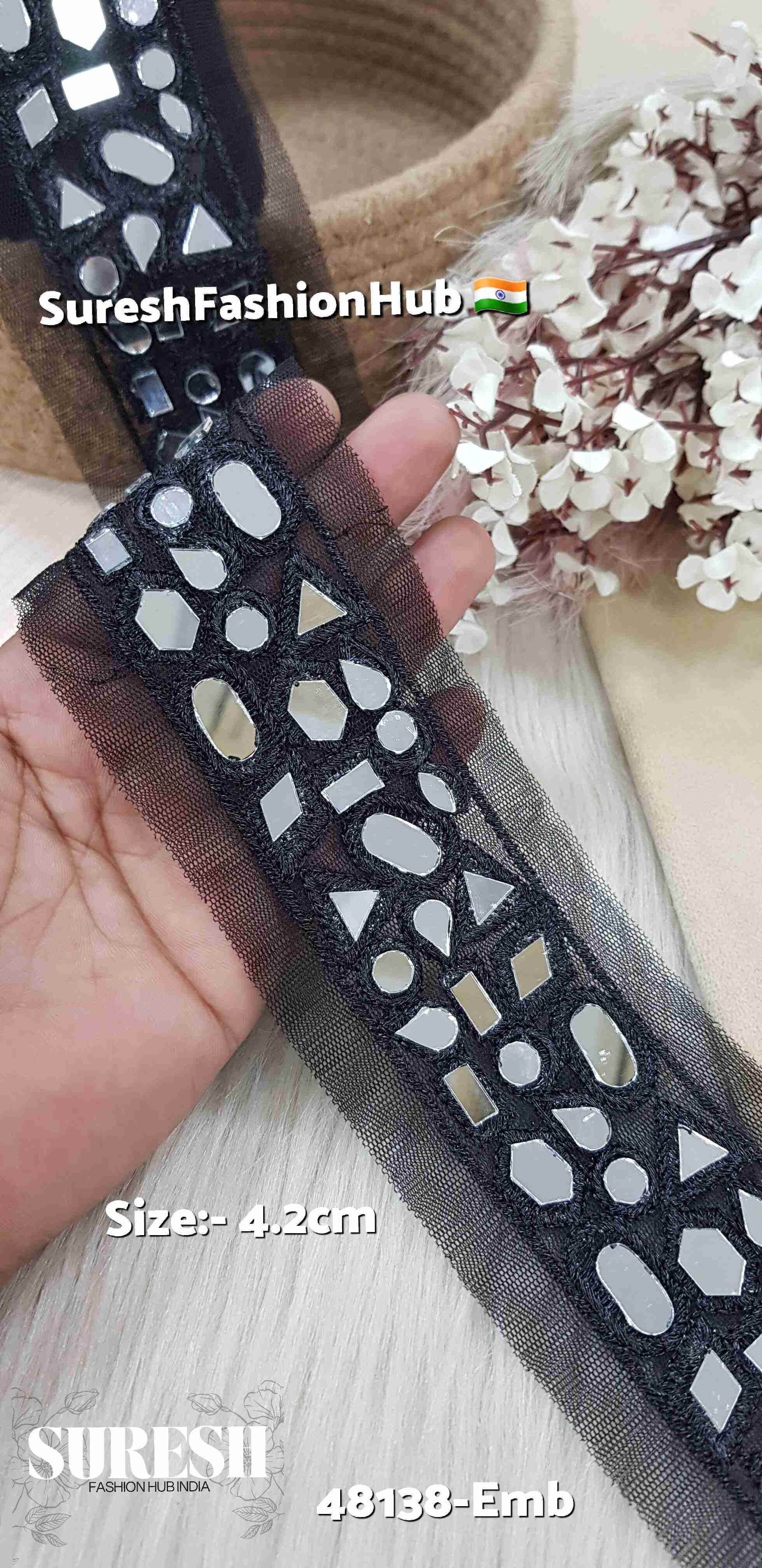 Geometric Elegance Black Mirror Lace