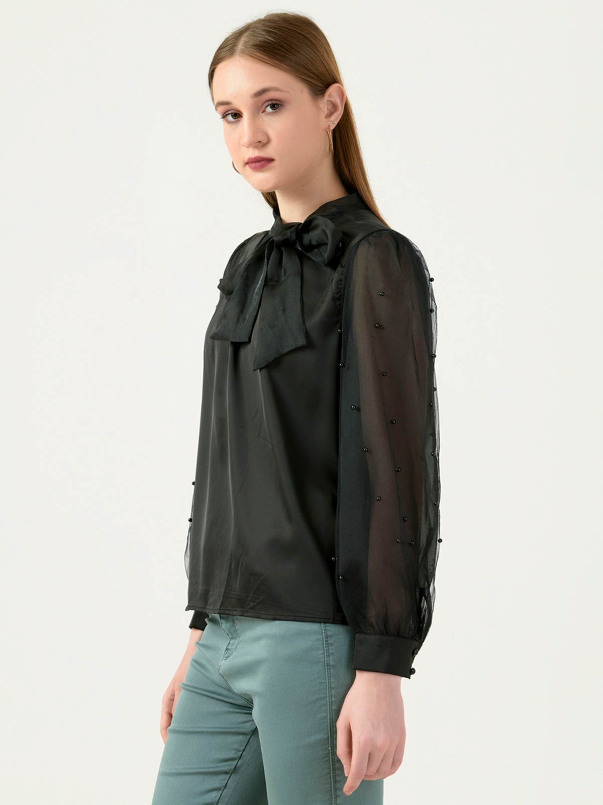 Albion Women Smart Premium Black Blouson Top