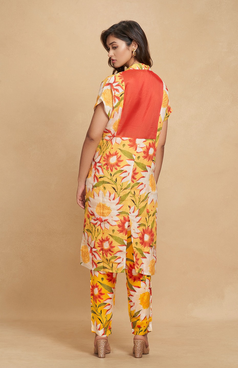 Yellow Printed Straight Pants
