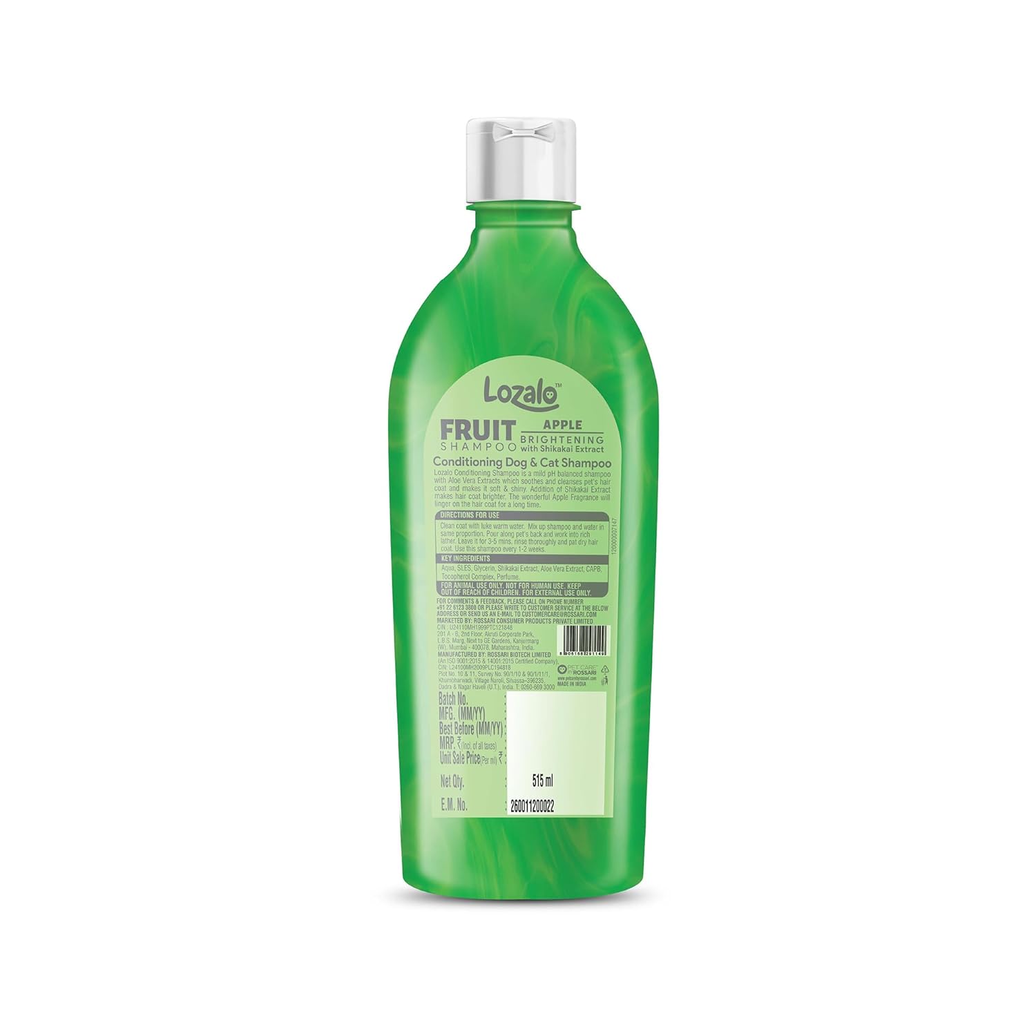 Lozalo Fruit Shampoo for Dogs & Cats 515 ml, Apple