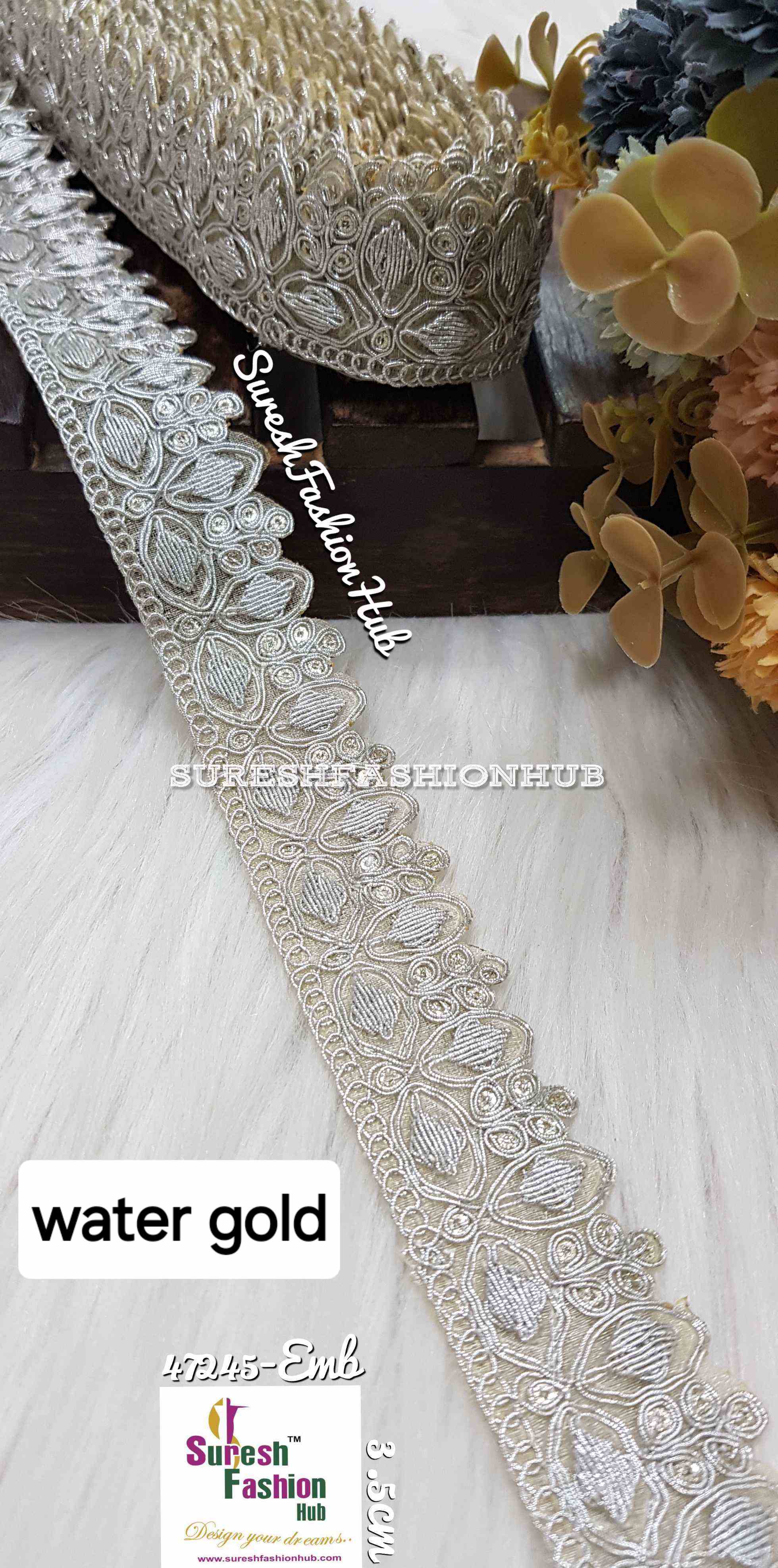 Ornate Water Shade Leafy Lace Trim