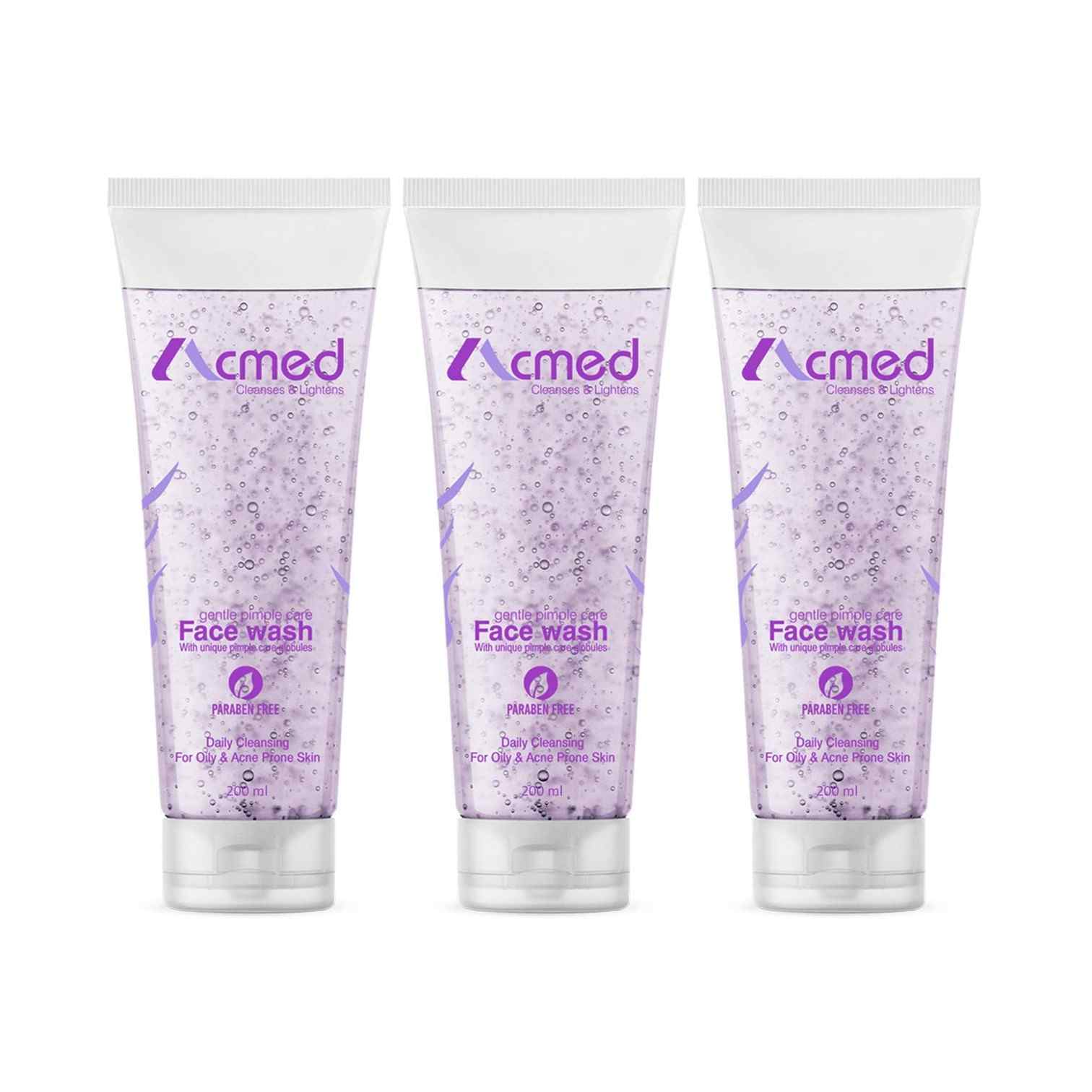 Acmed Pimple Care Face Wash for Acne Prone Skin (200grams) : Pack of 3