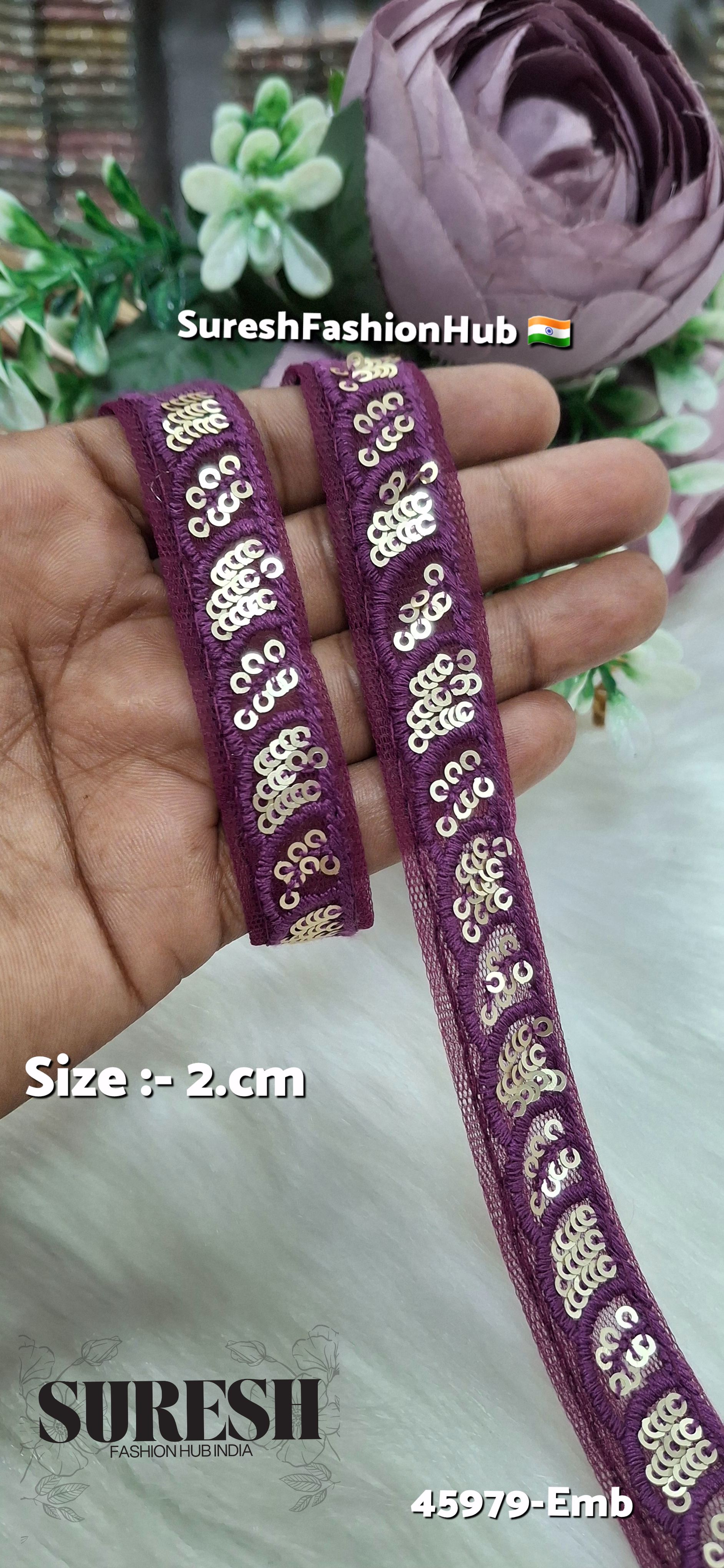 Magenta Tone-on-Tone Net Embroidery Lace