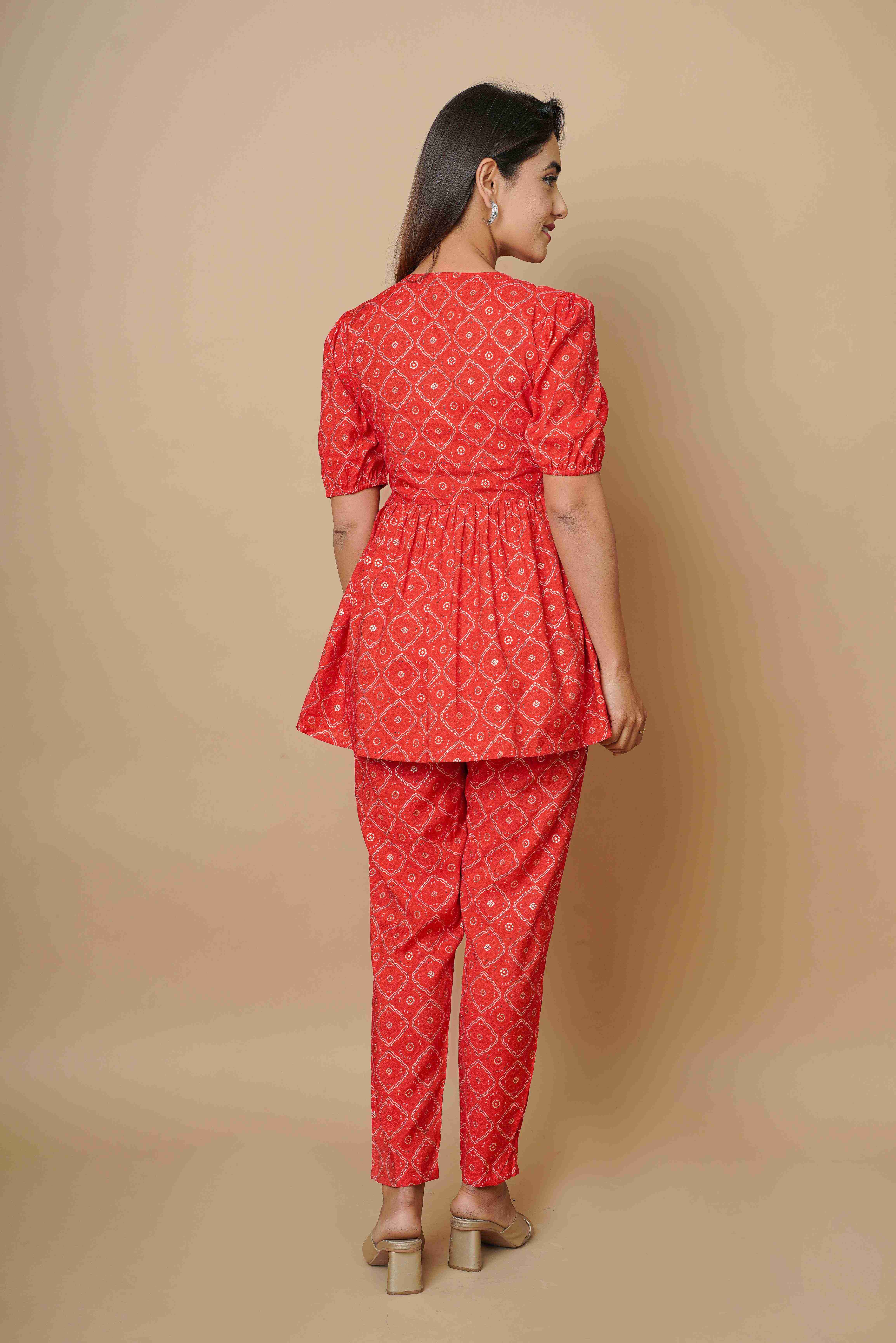 RED BHANDNI CO-ORD SET