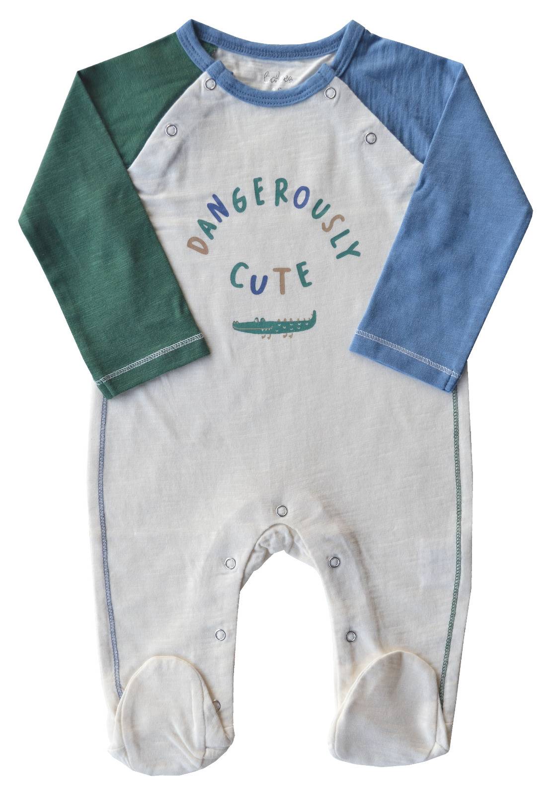 Baby's Full Romper/Sleeper with feet,Color-Cream