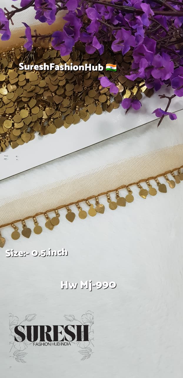 Matt Gold Handmade Heart & Round Charm Lace – Mj-990 (2)