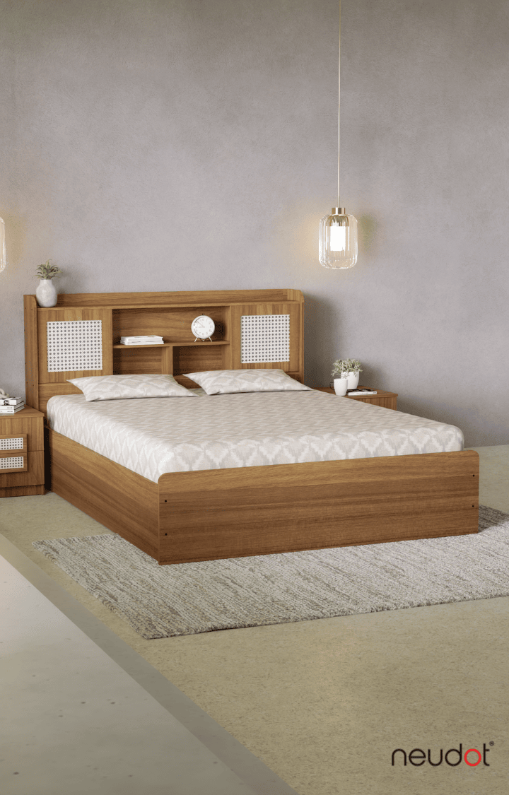 Sakura Queen Size Storage Bed - Leon Teak Finish