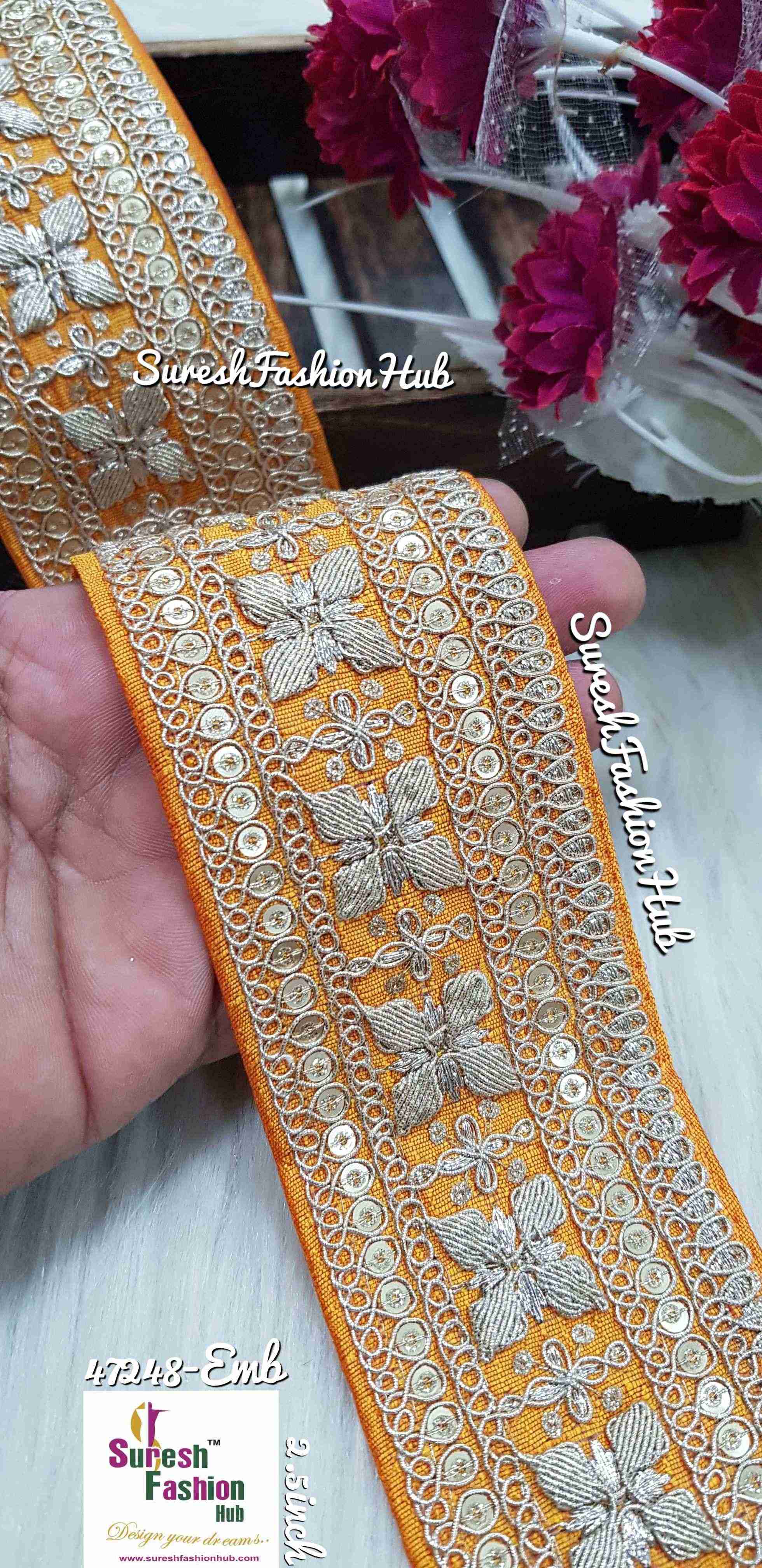 Exquisite Pearl  Mango Floral Embroidered Lace