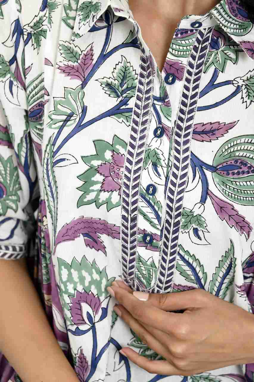 Naksh Purple And White Side tiered Kurta/Dress