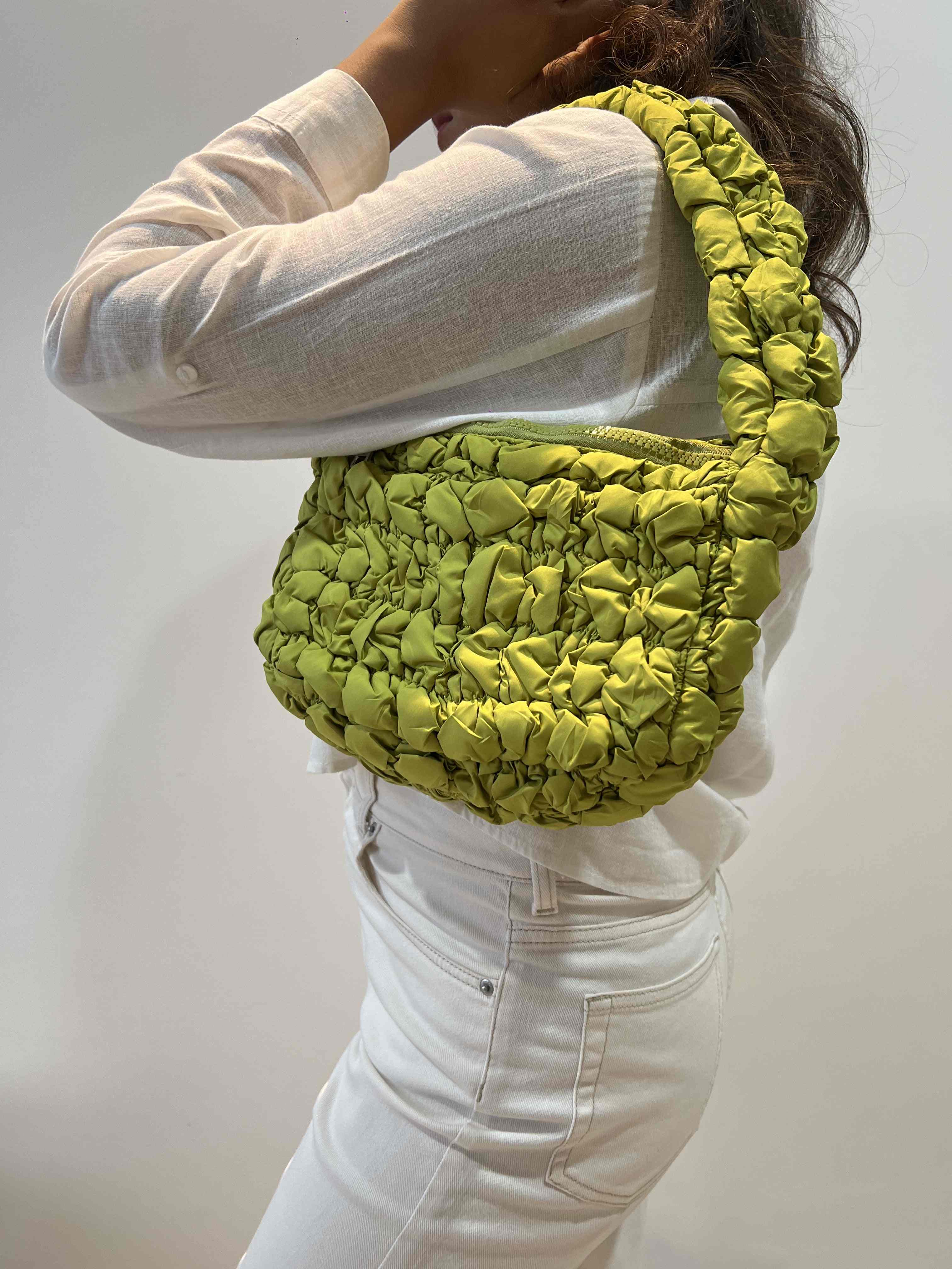 Green Quilted Shoulder Bag