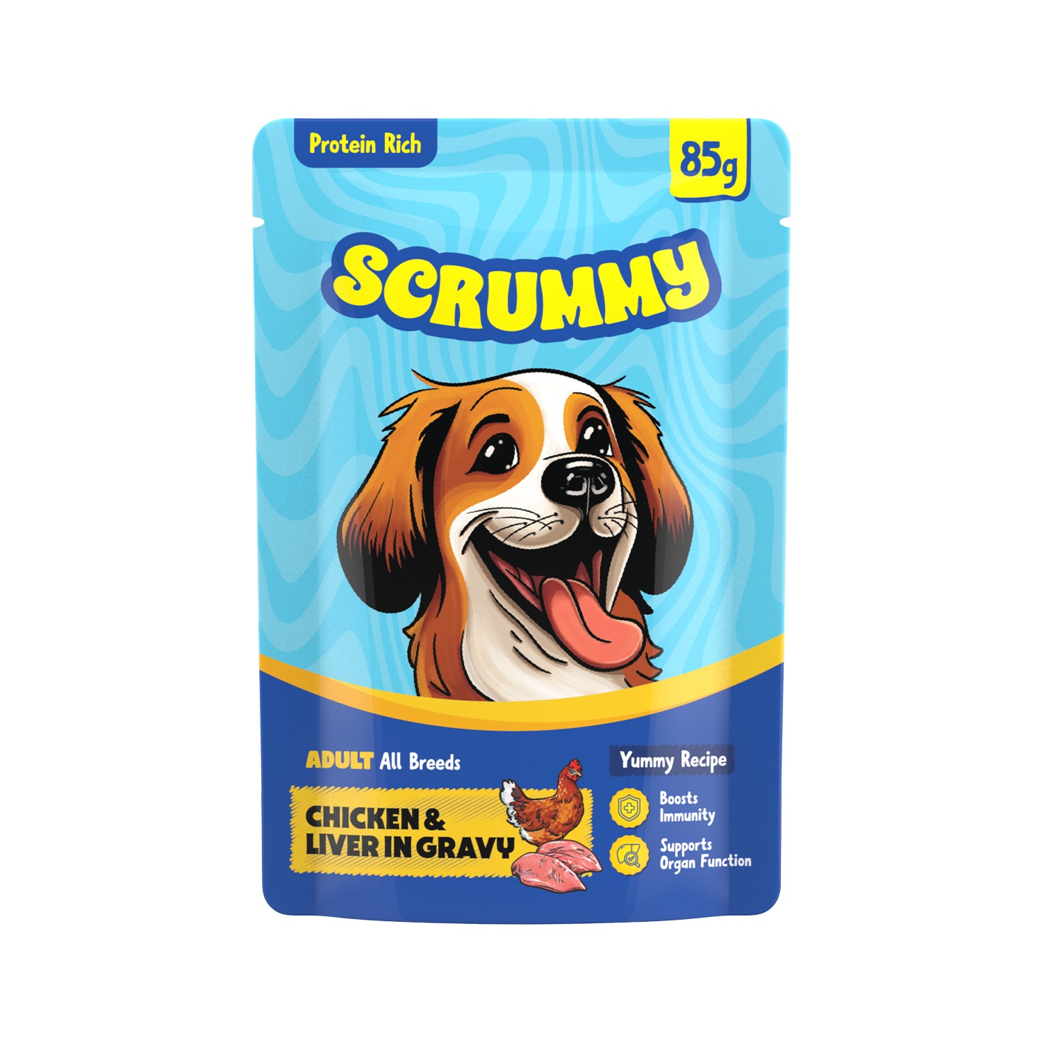 Scrummy Chicken & Liver Wet Dog Food - 85 g