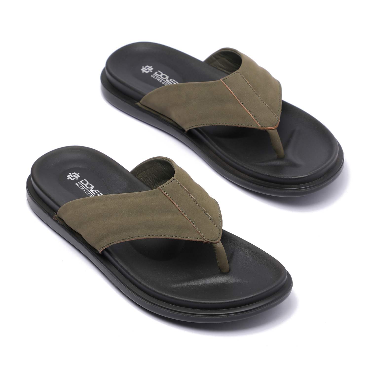 Olive Green Comfort Flip Flops For Men