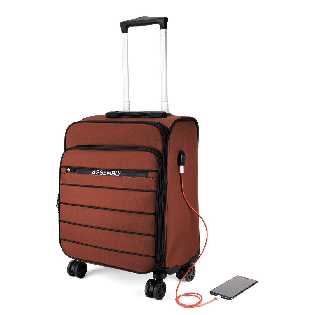 Assembly | Combo: Cabin Luggage Trolley Bag and Laptop Backpack | Free Packing Kit | Rust 2