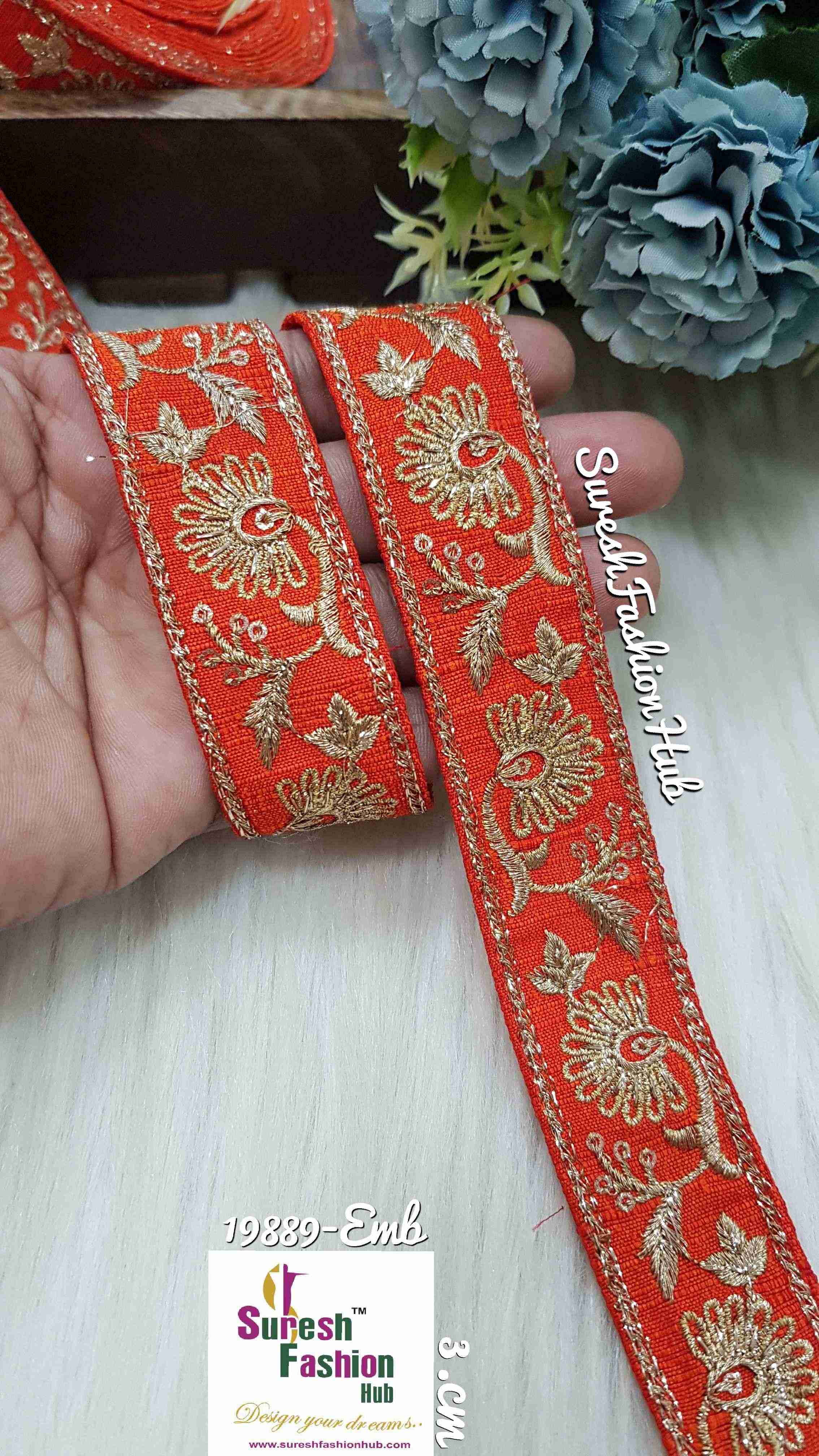 Royal Zari Orange Embroidery Accents