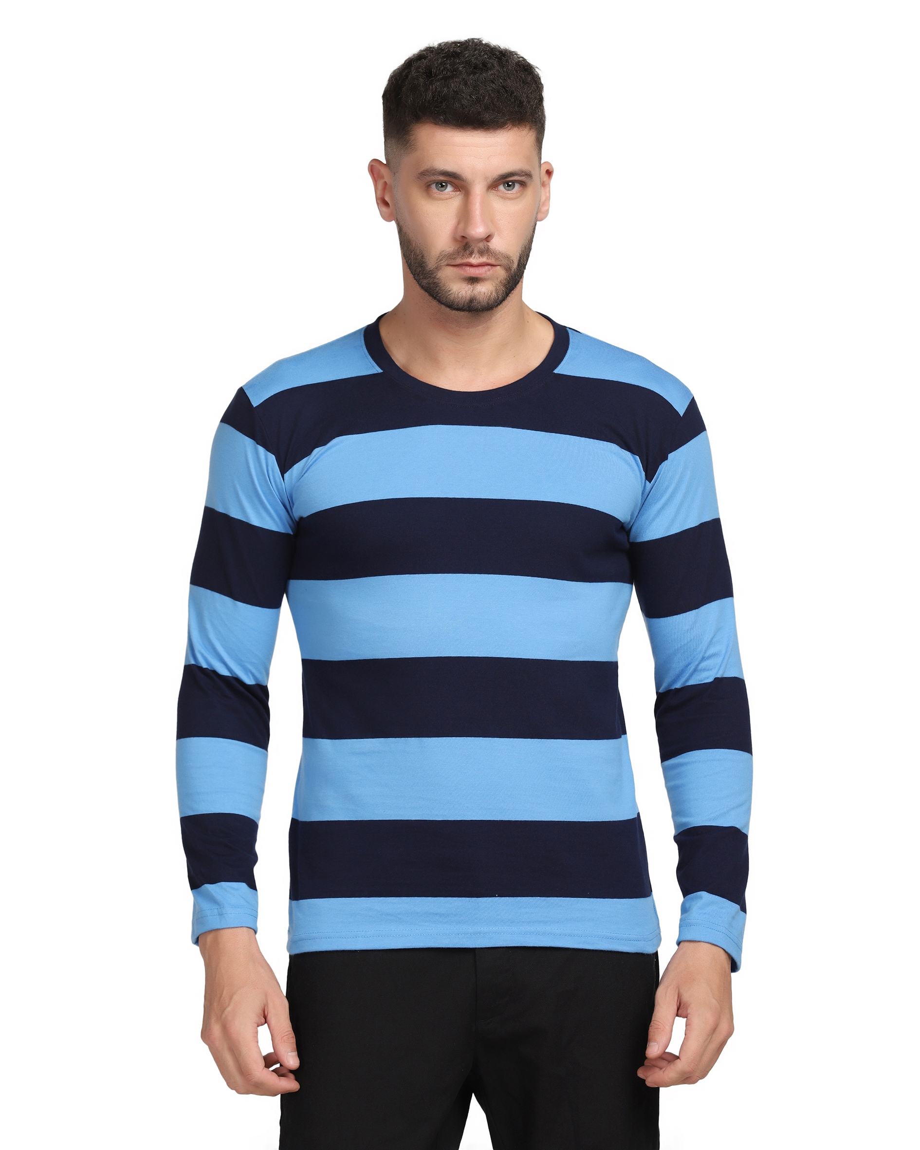 Blue Striped Full Sleeve T-Shirt
