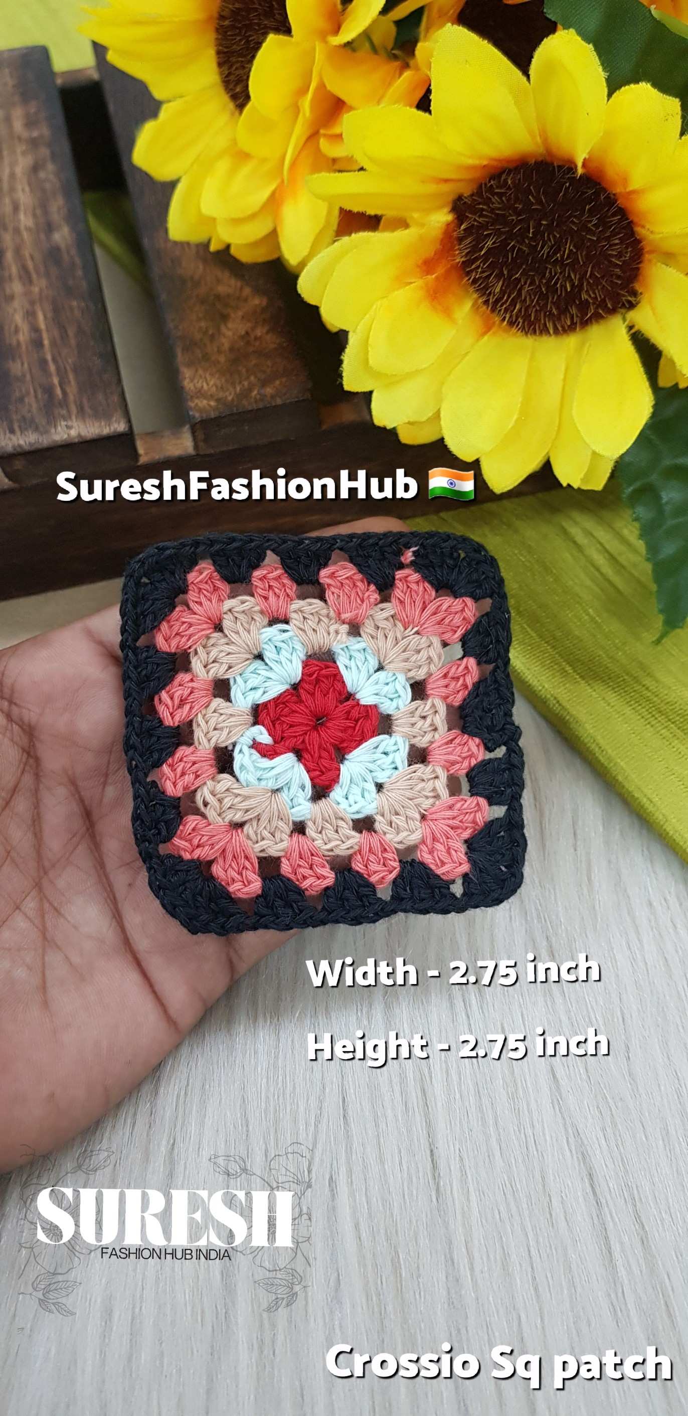 Cr-1 Handmade Crosio Square Patch (Black)