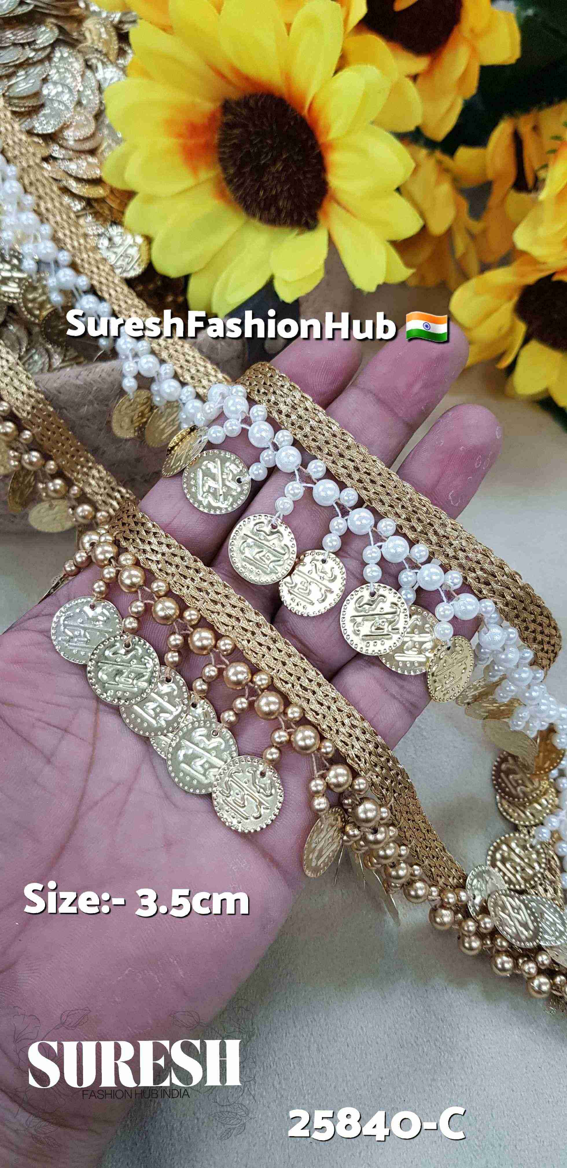 Pearl Moti Hanging Coin Lace