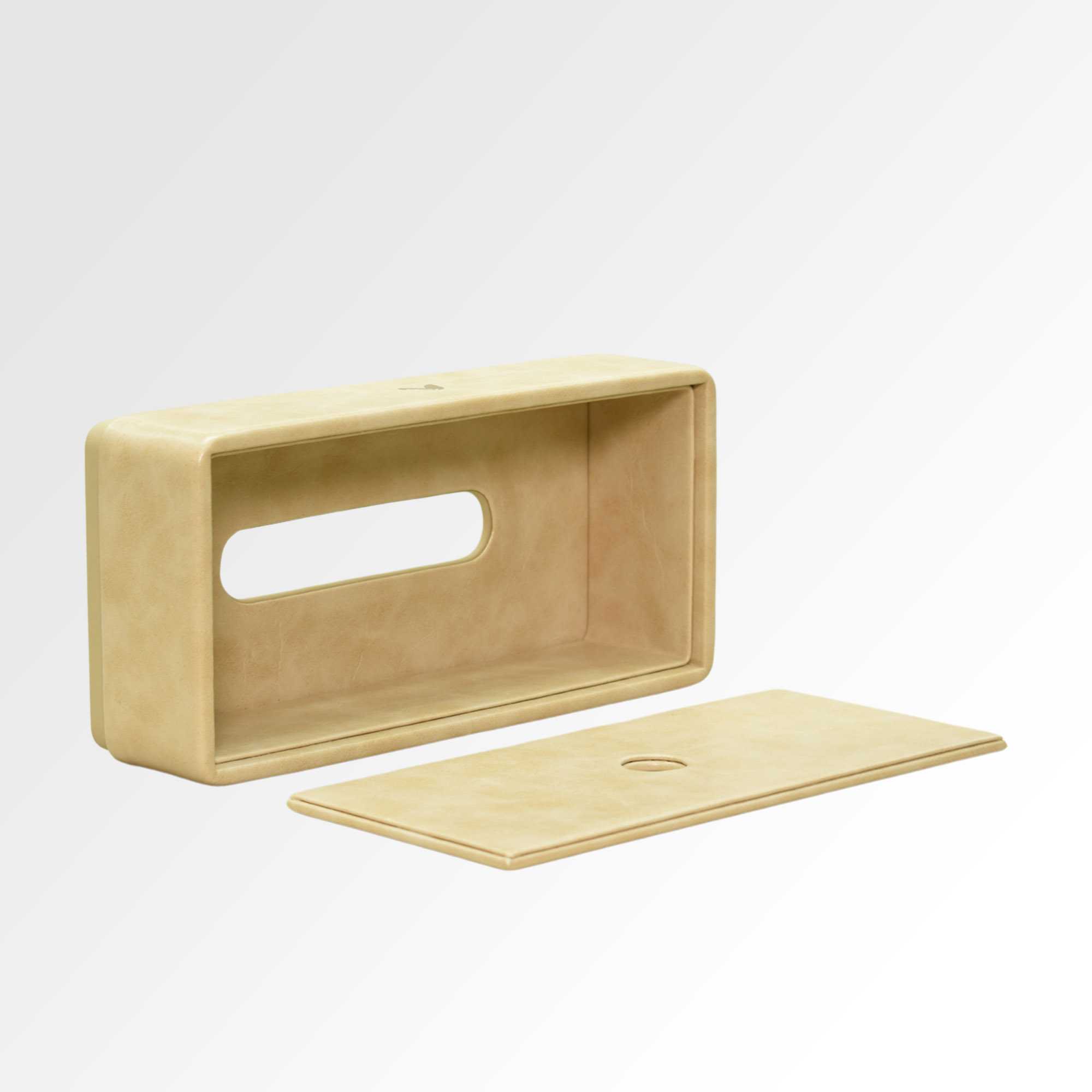 Tissue Box Holder for Home and Office in Premium Faux Leather | Size: 9.5 x 4.5 x 2.5(H) Inches | Moderno | Cream