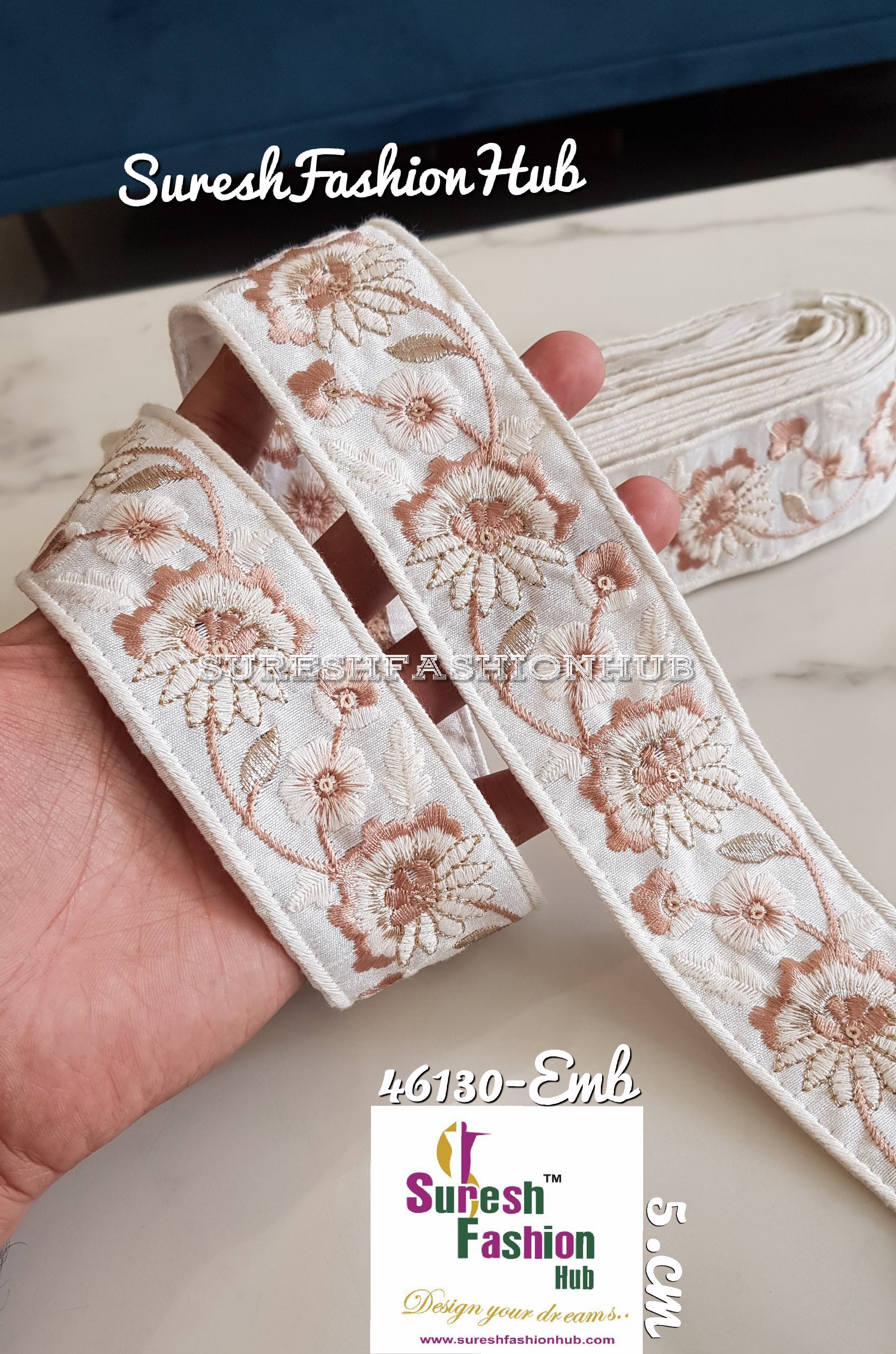 Threaded  Stardust Embroidered Design Trim