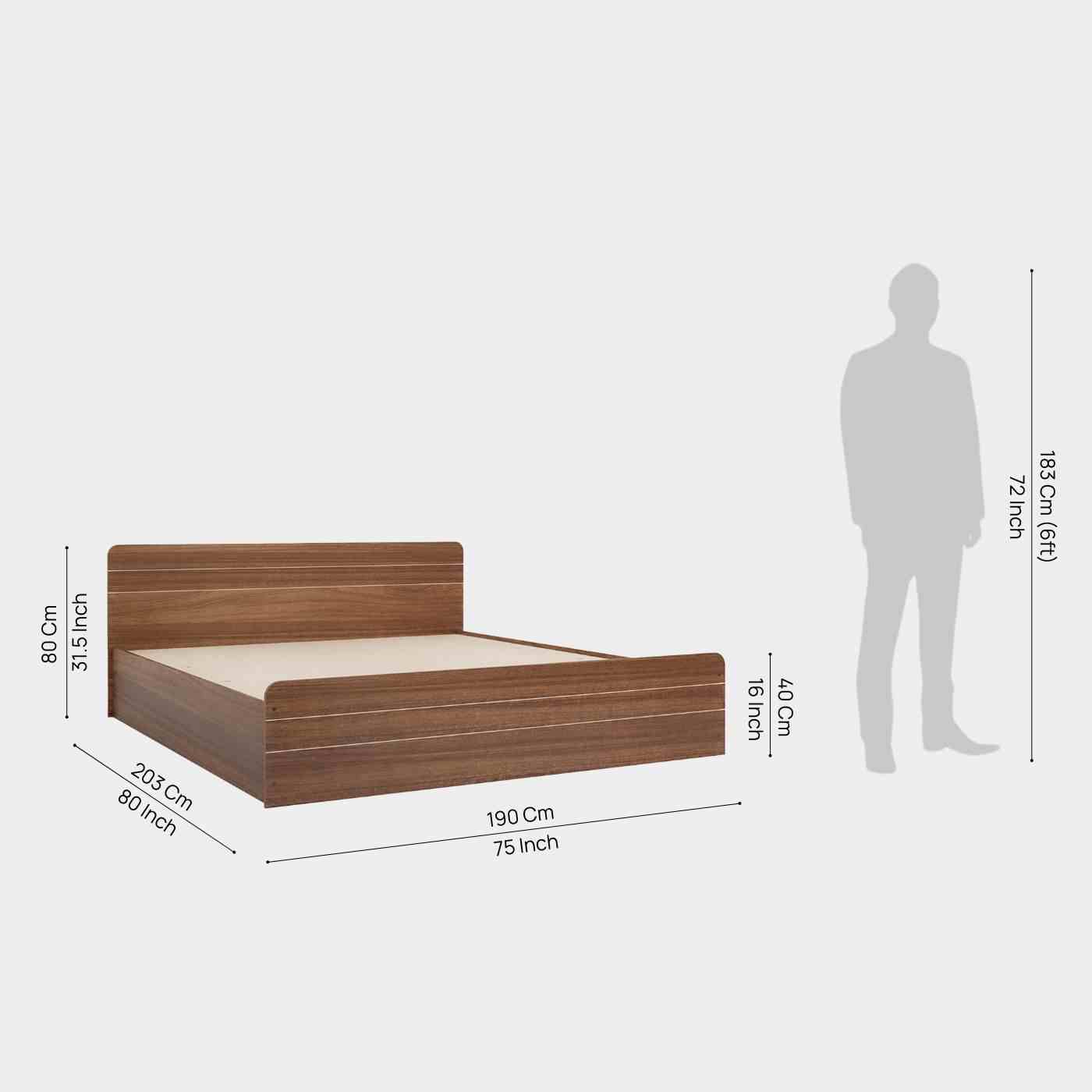 Valancia King Size Box Bed - Leon Teak Finish