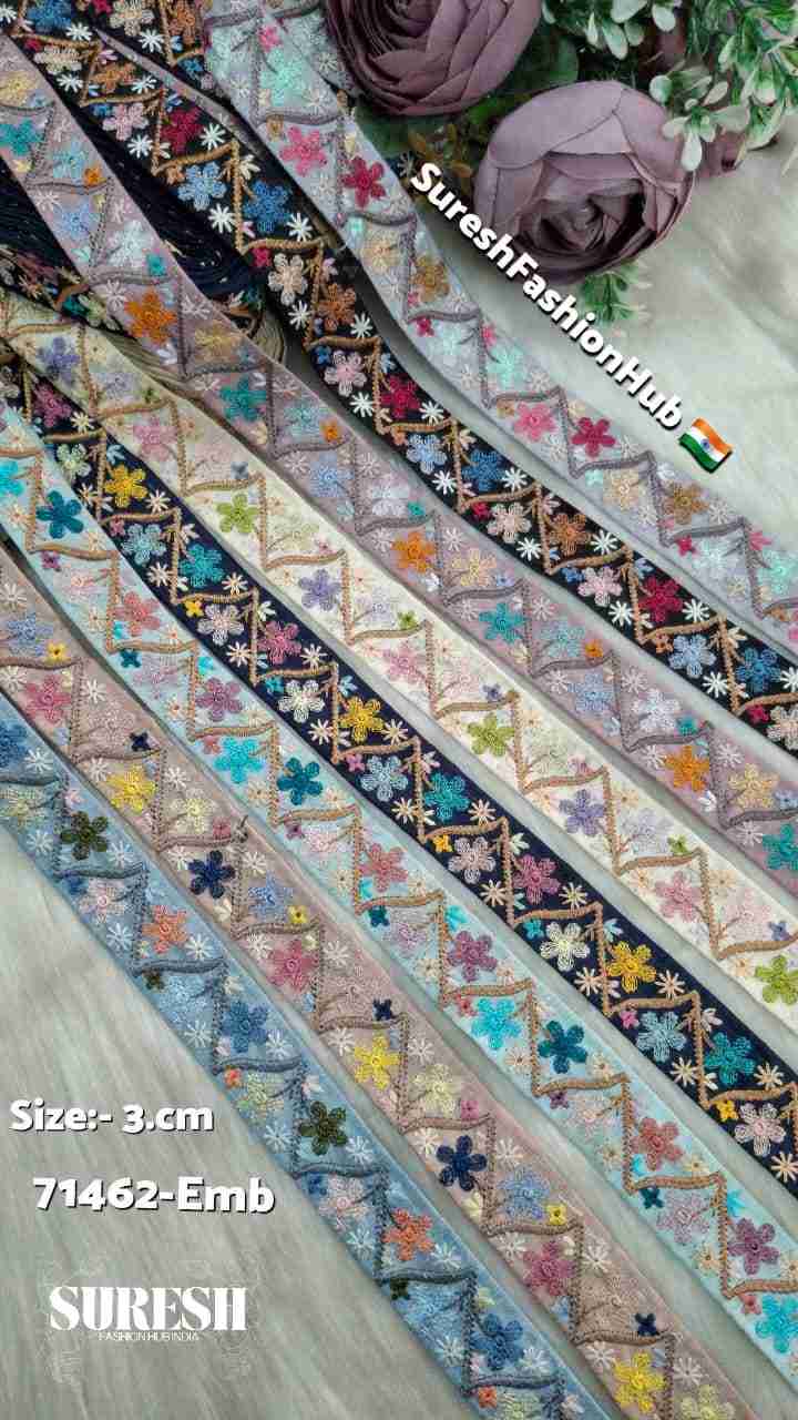 Mauve Multicolor Thread Floral Embroidery Lace – 71462-Emb