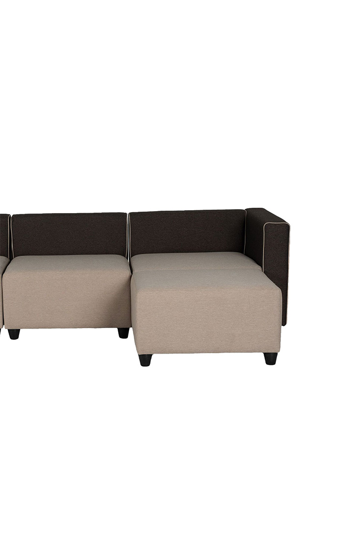 neudot Margot Fabric 3 Seater Sofa with Ottoman |Finish Color - Beige & Dark Brown|Ottoman Sofa for Living Room | Premium Fabric Sofa|3 Seater Sofa |Padded Cushioned Armrest |