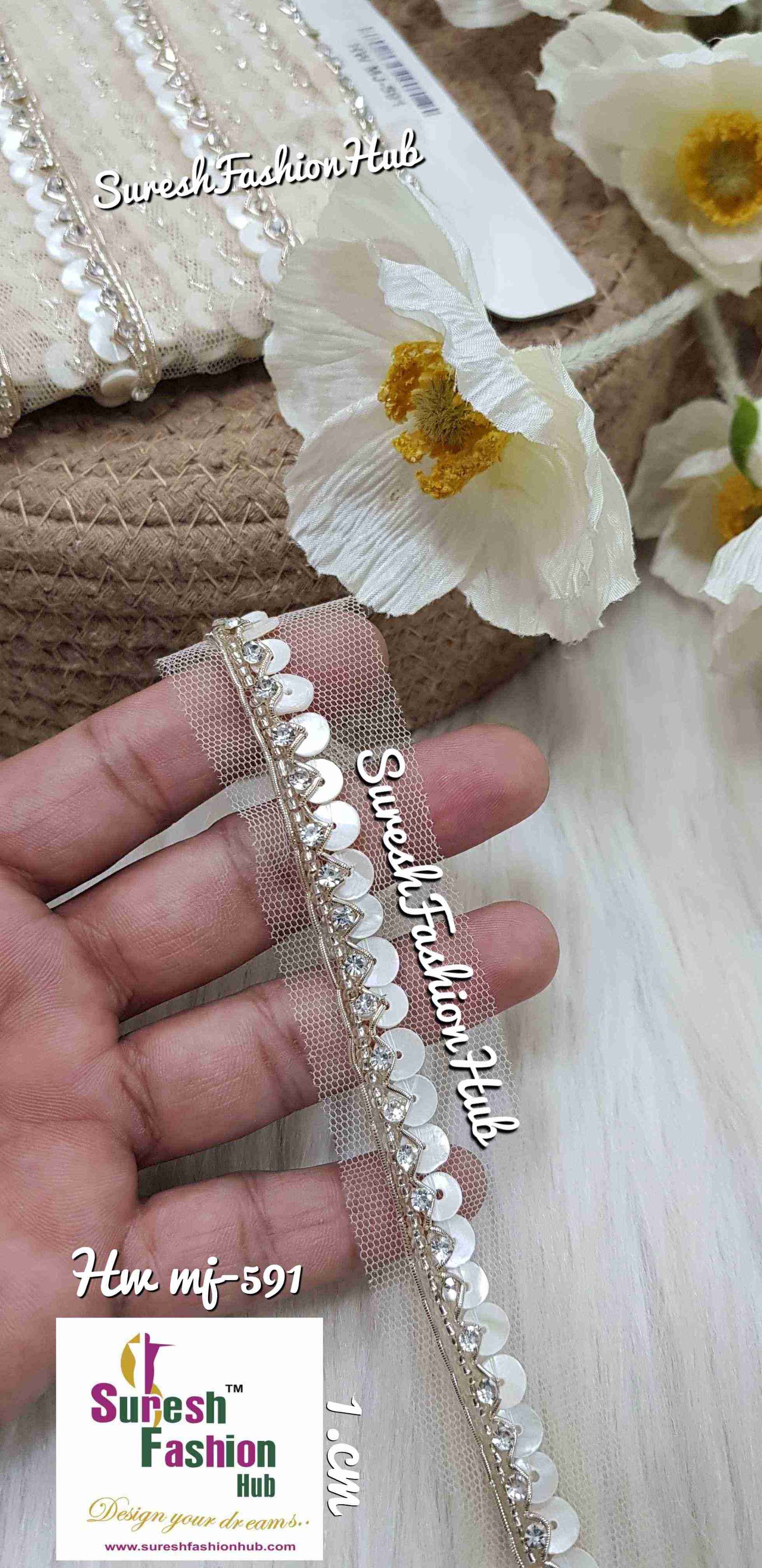 Diamond Sea Shell Elegance Net Lace - One Side