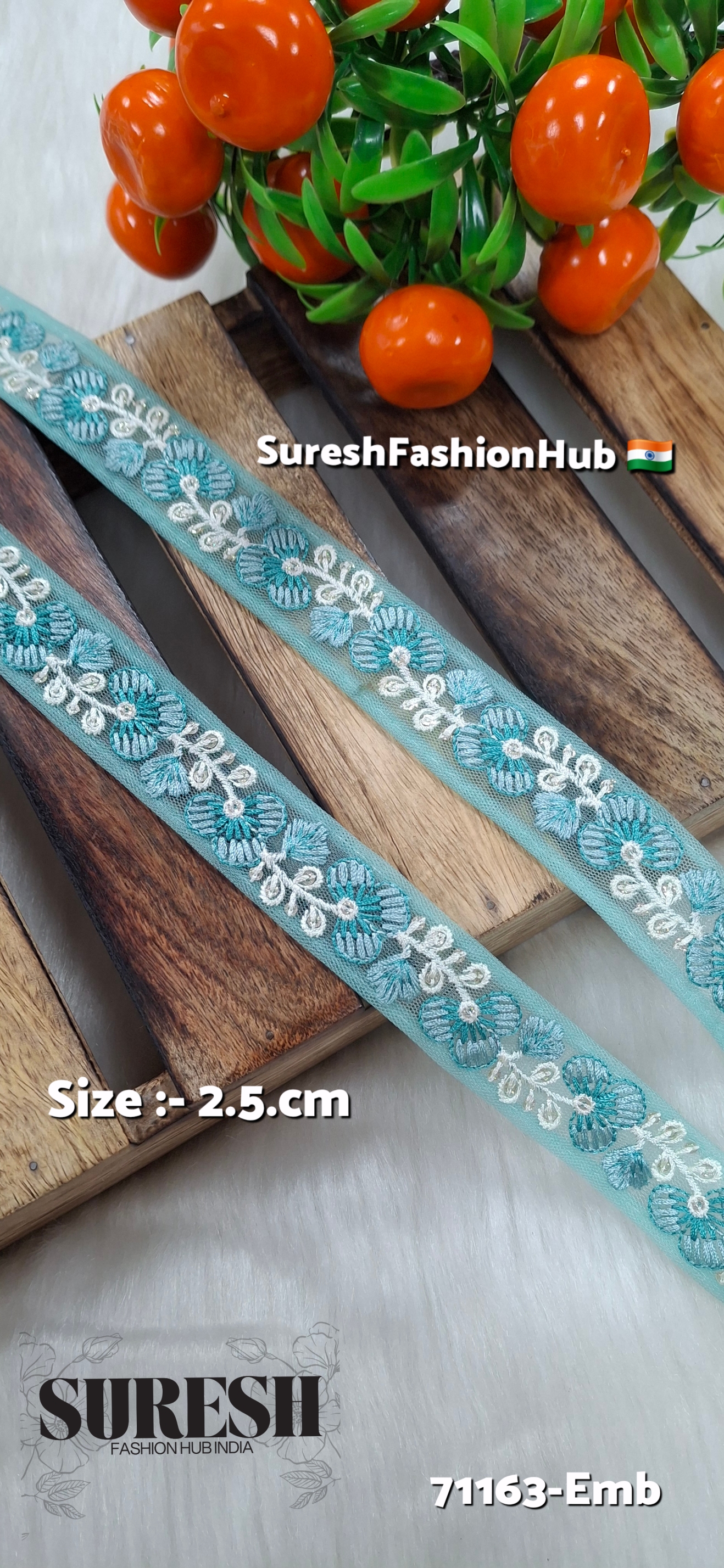 Floral Thread Embroidery Lace – Peacock | 71163-Emb