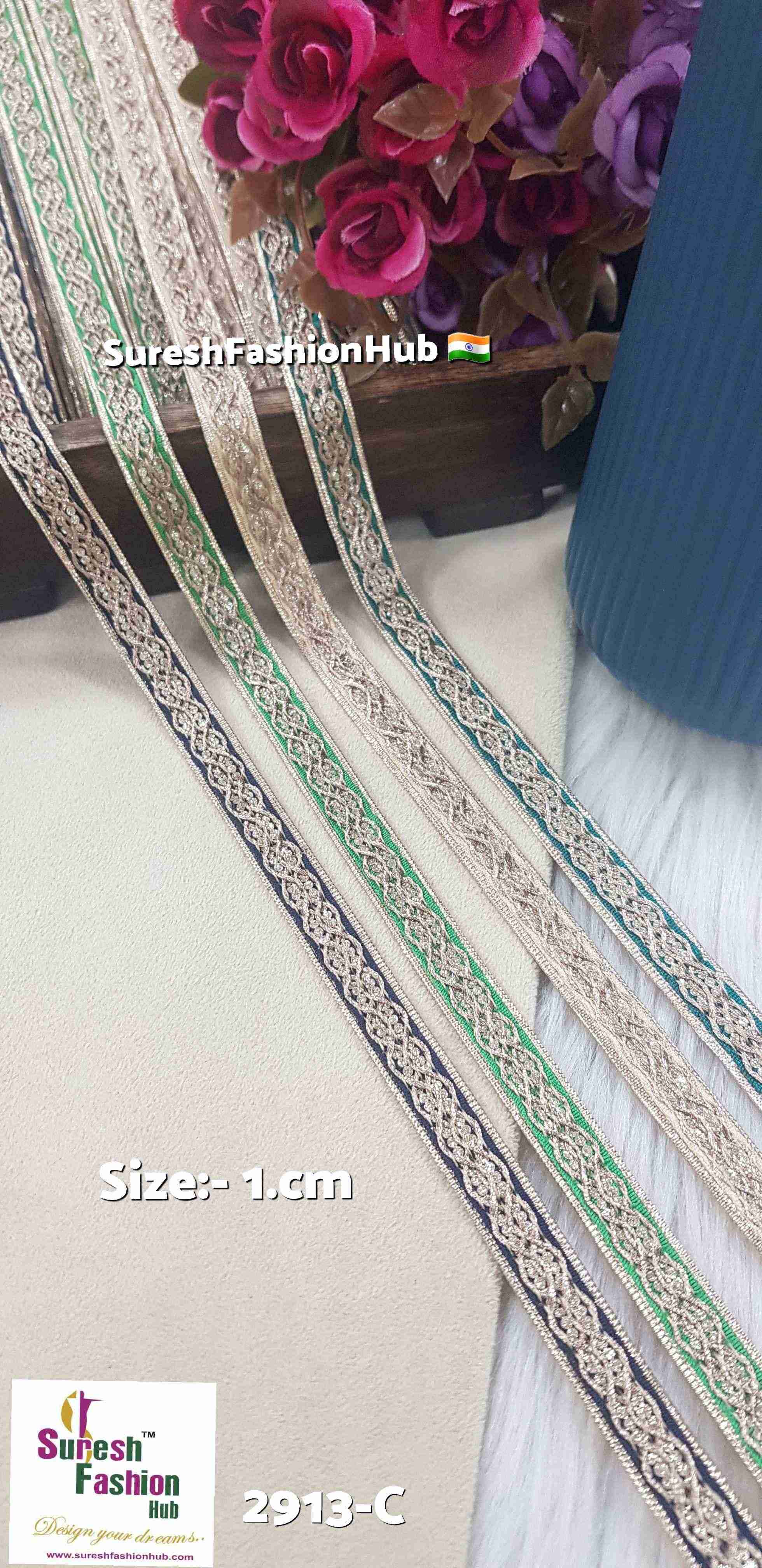 Rama Green Radiant Zari Embellishments Trim
