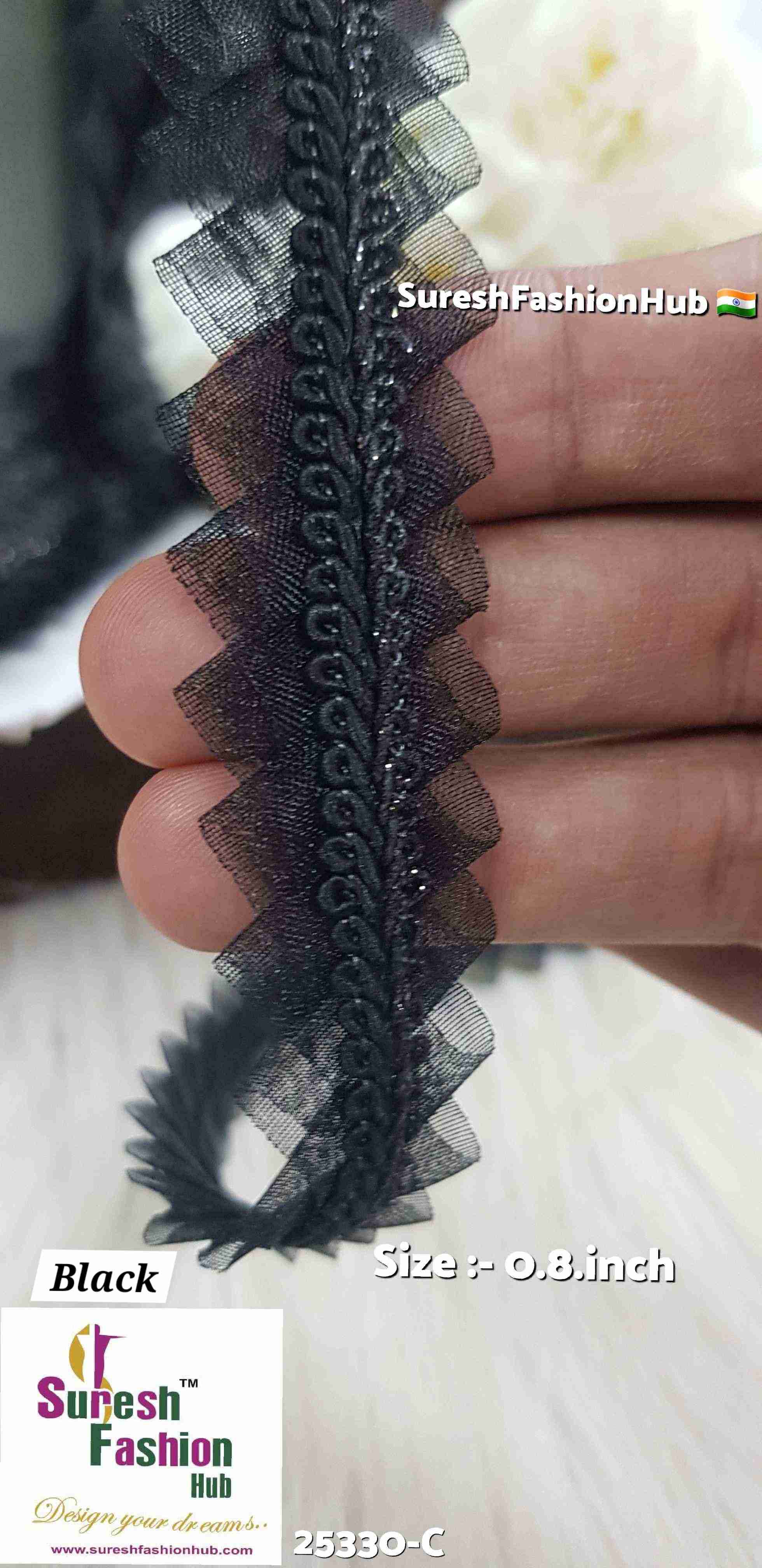 Black Jhalar Organza Lace