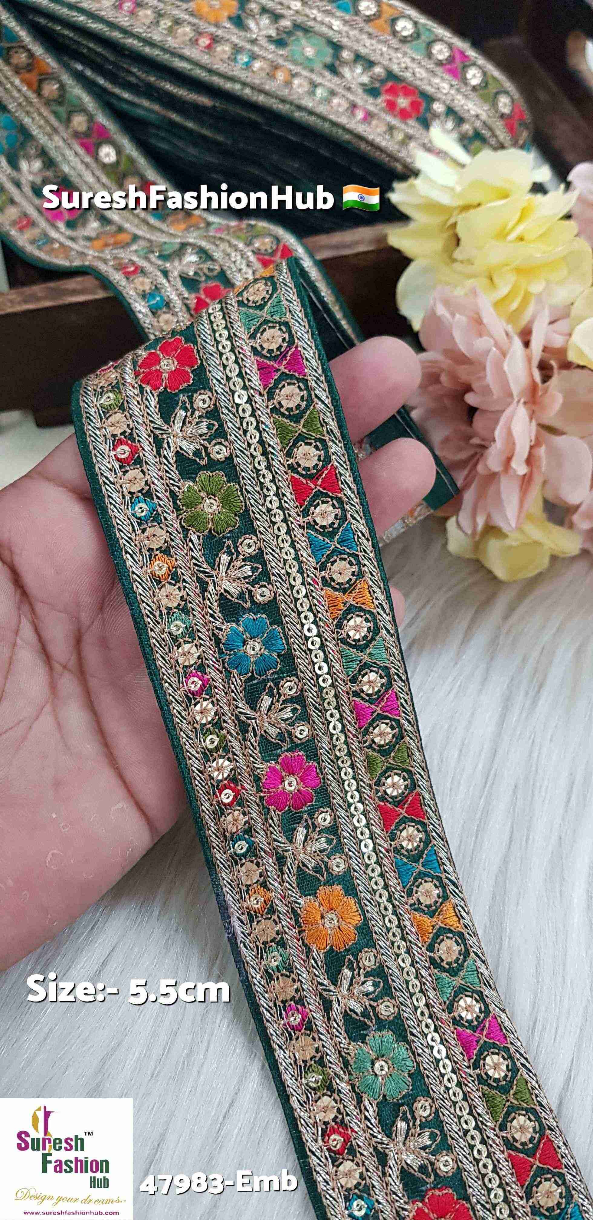 Bottle Green Sabyasachi Inspired Floral Embroidery Lace