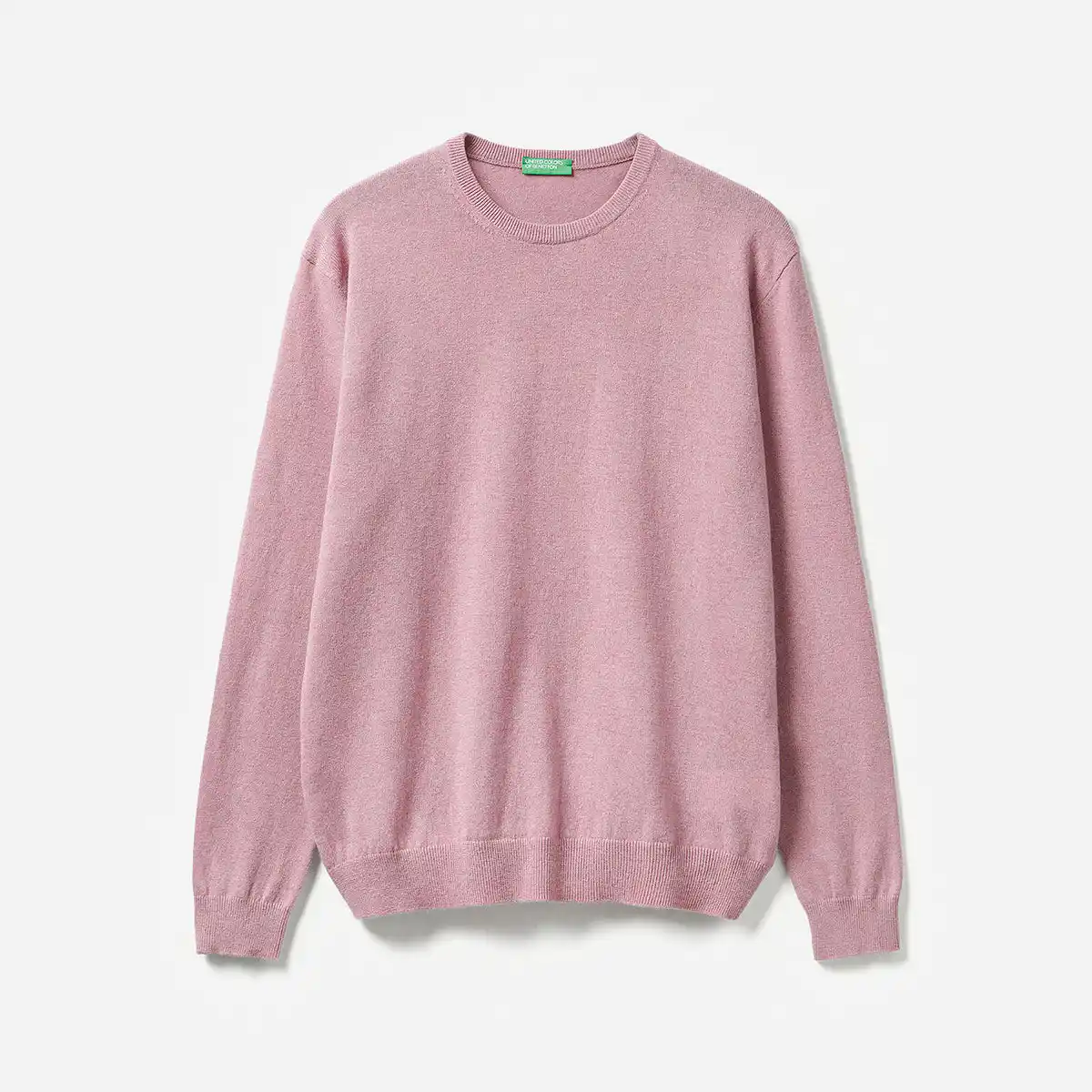 Man Marl Pink Crew Neck Sweater In Pure Merino Wool