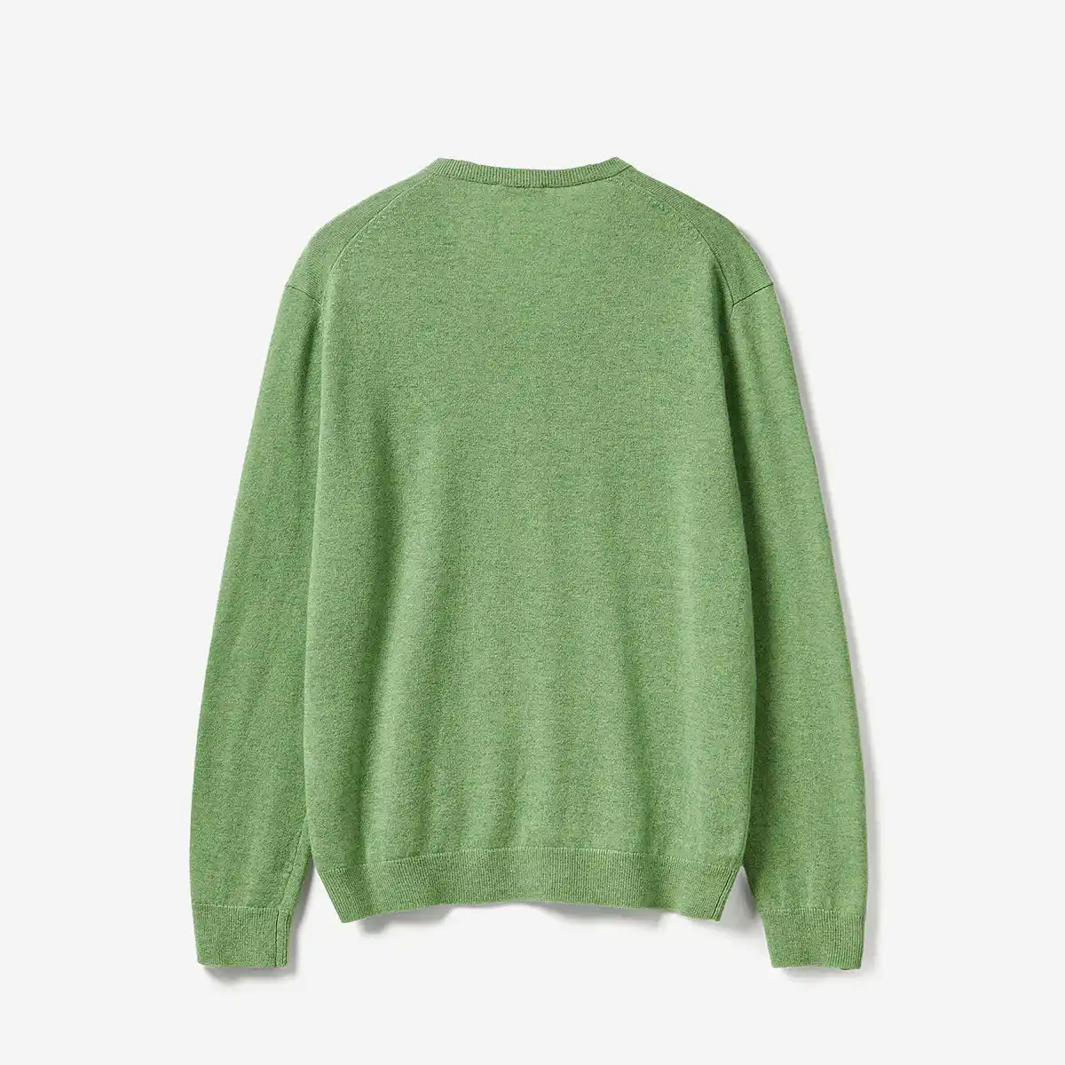 Man Light Marl Green V-Neck Sweater In Pure Merino Wool