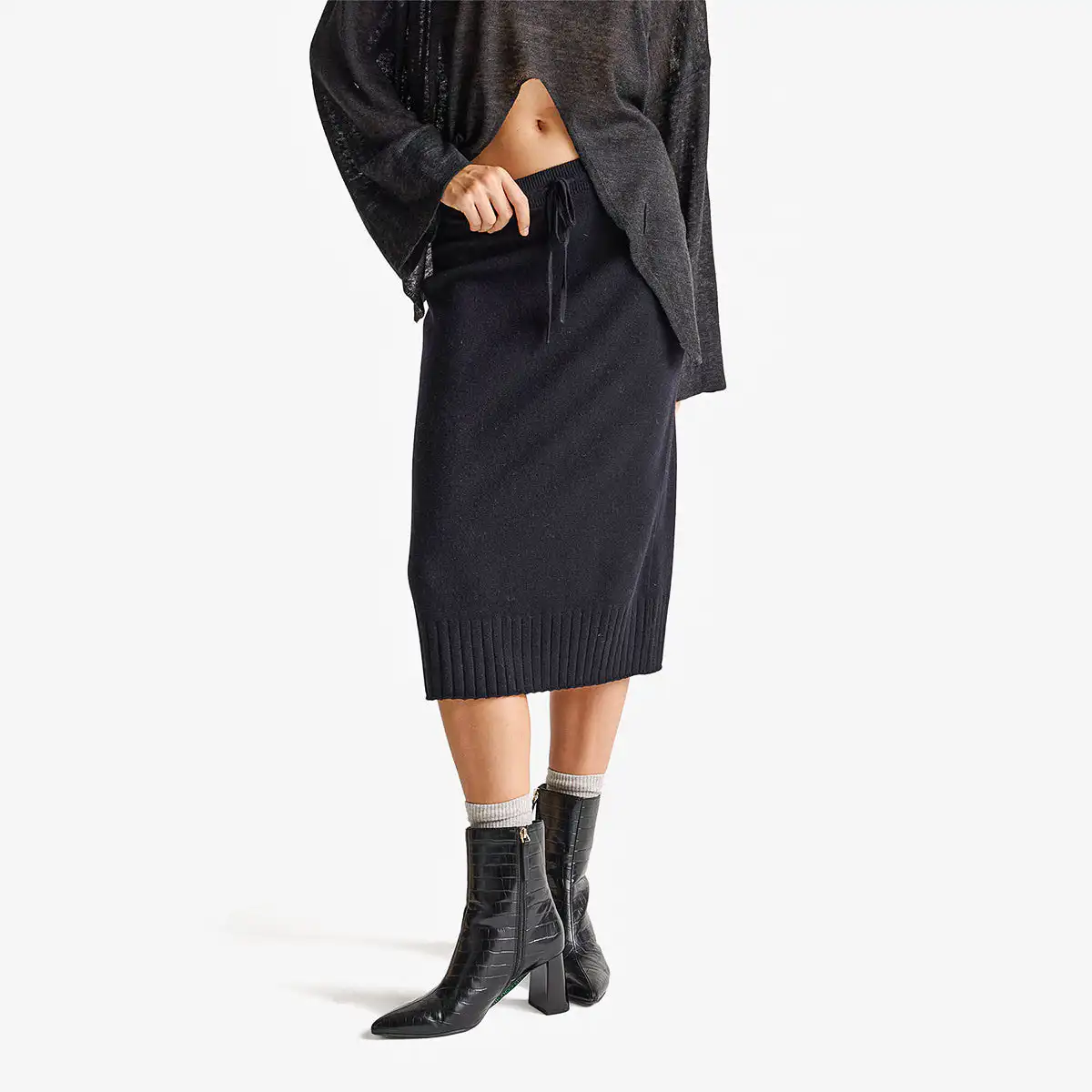 Woman Cashmere Blend Midi Skirt