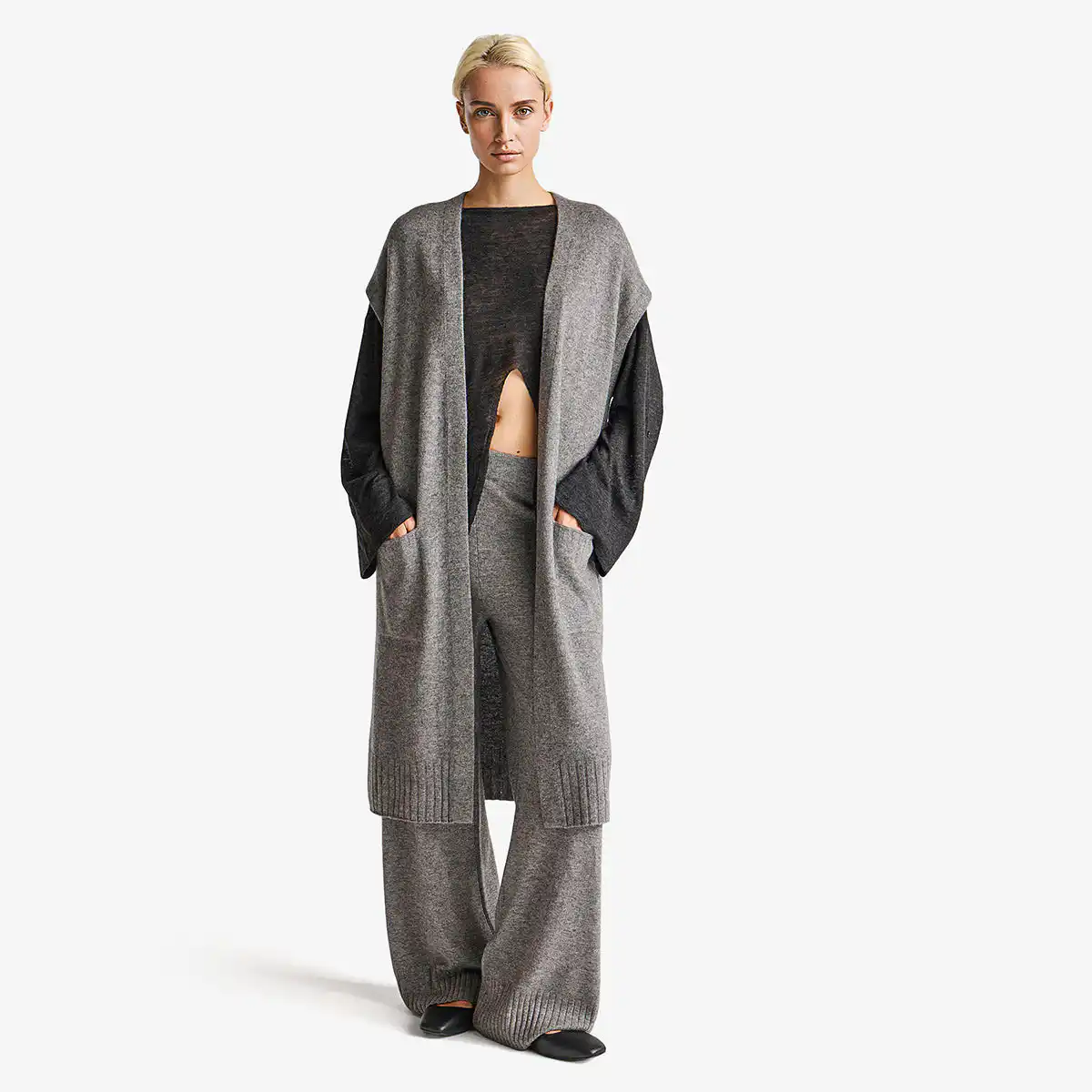Woman Long Cardigan In Cashmere Blend
