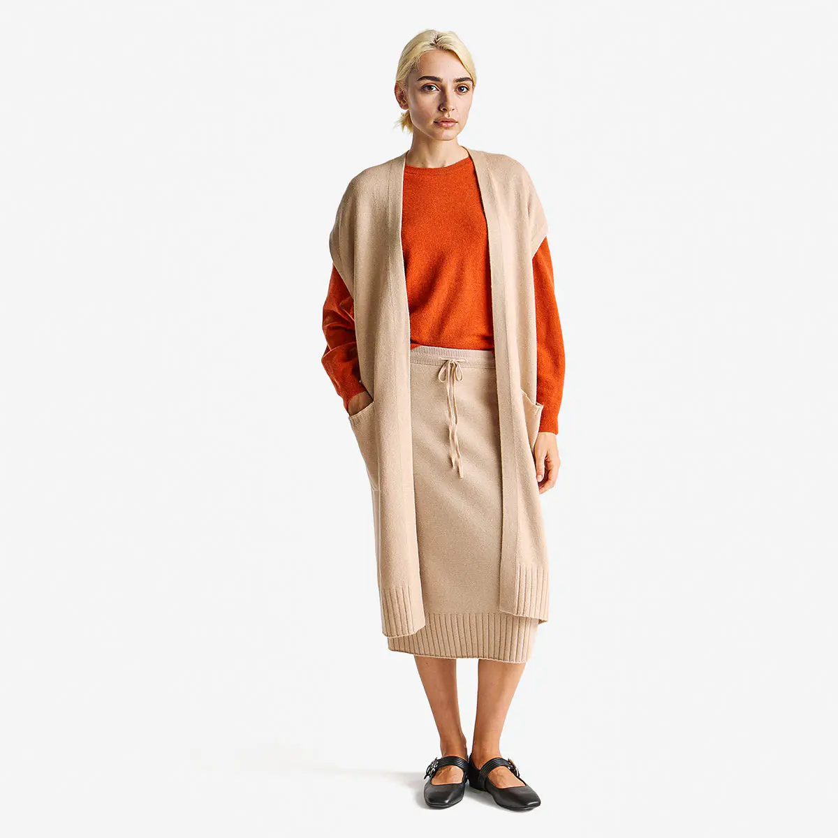 Woman Long Cardigan In Cashmere Blend