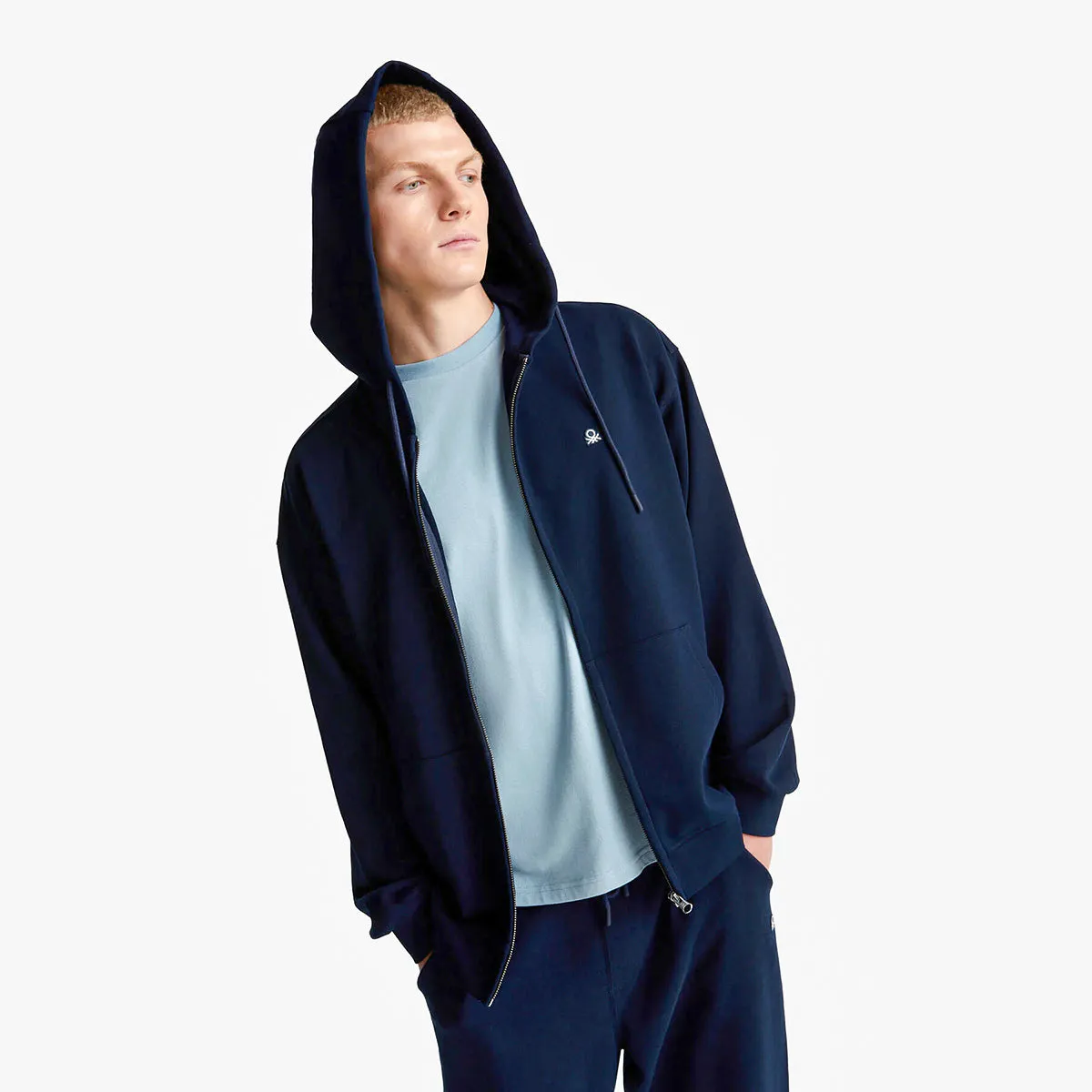 Man Zip-Up Hoodie In Cotton