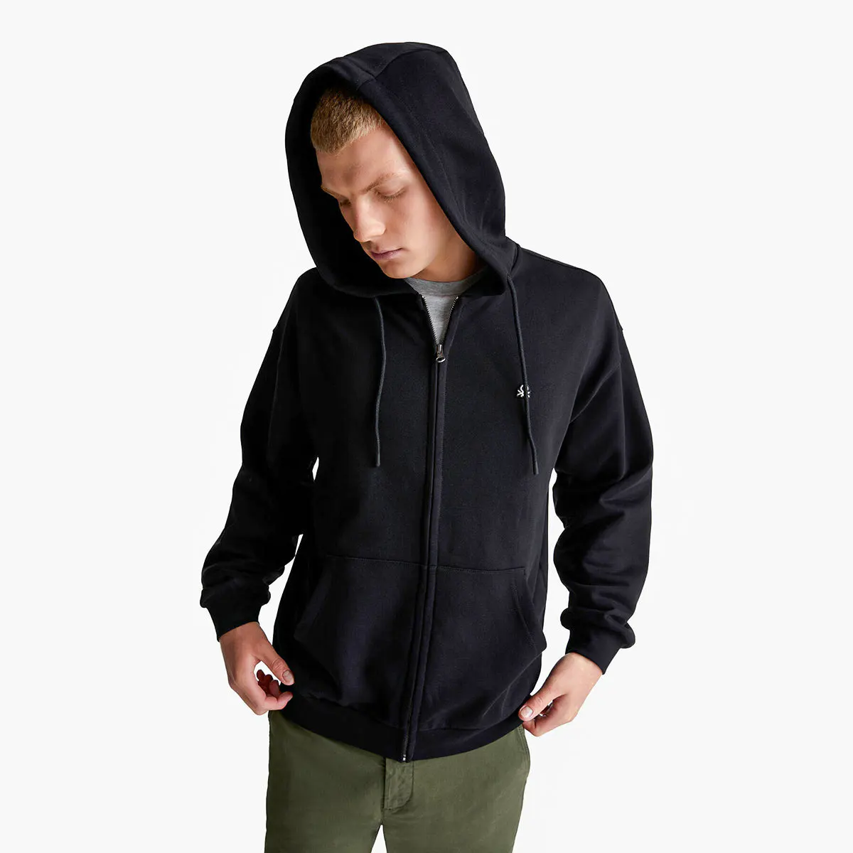 Man Zip-Up Hoodie In Cotton