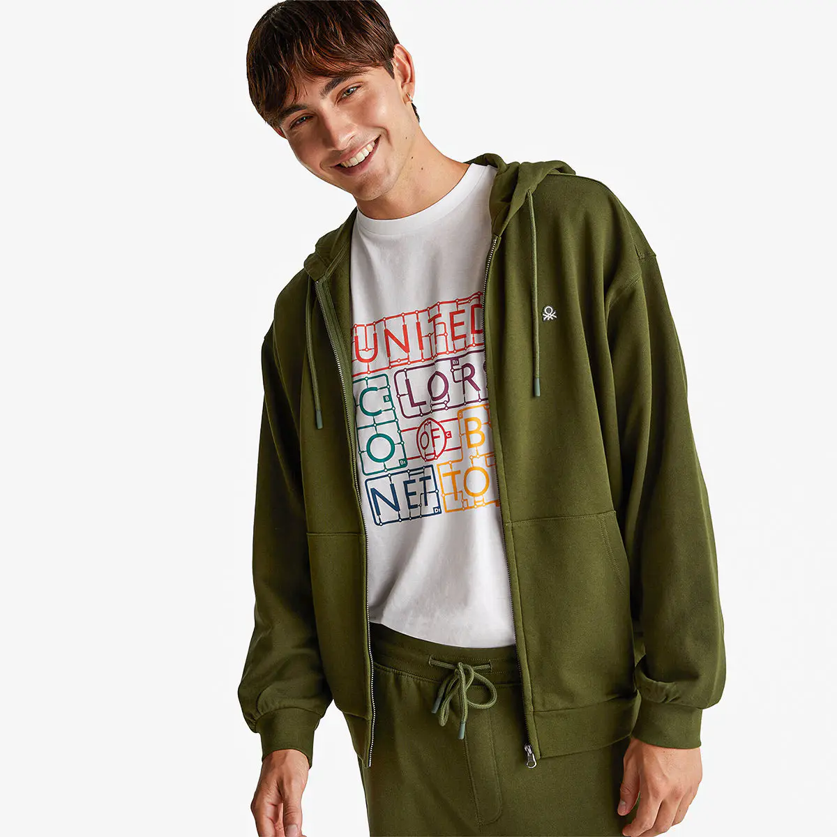 Man Zip-Up Hoodie In Cotton