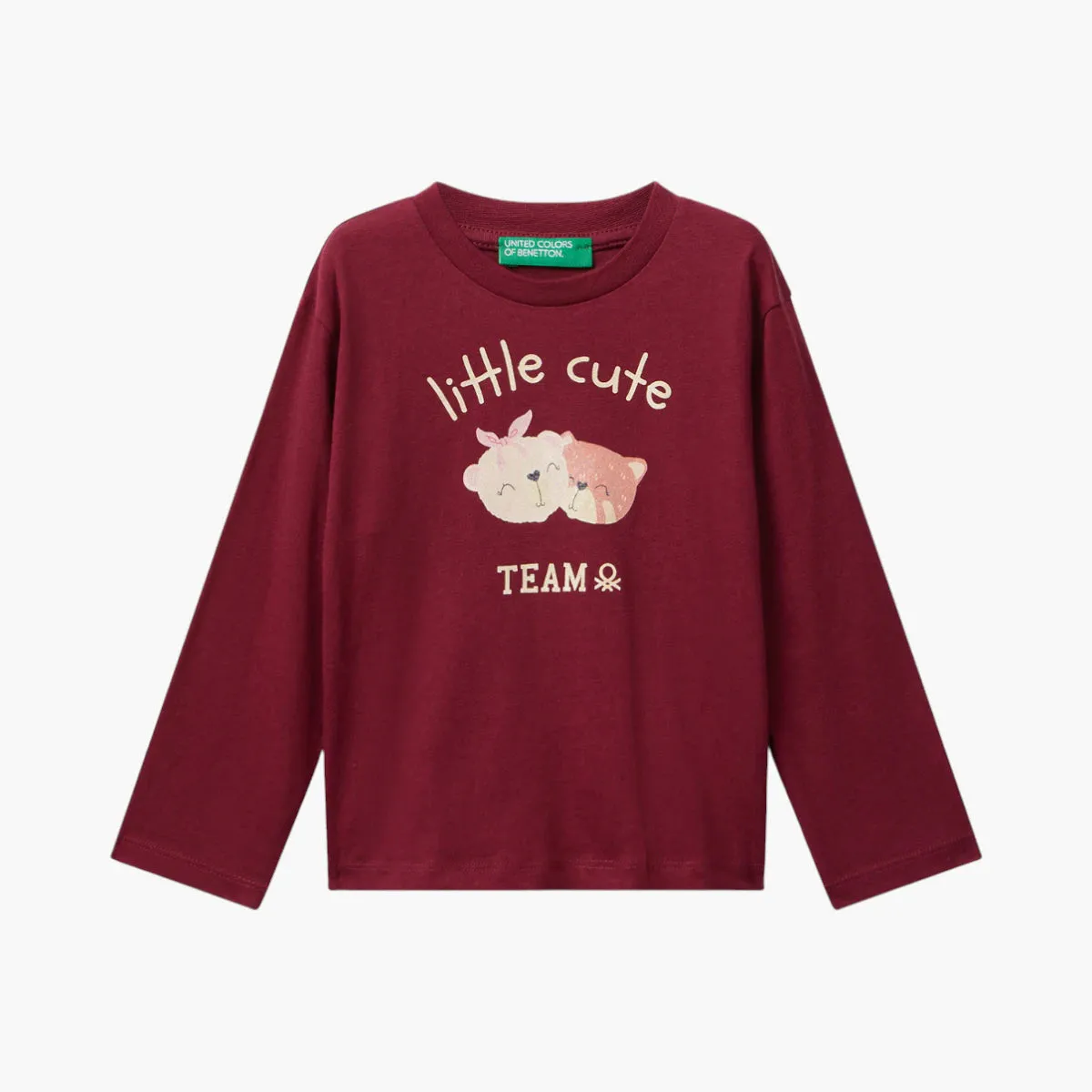 Girl Kid Cotton T-Shirt With Glittery Print