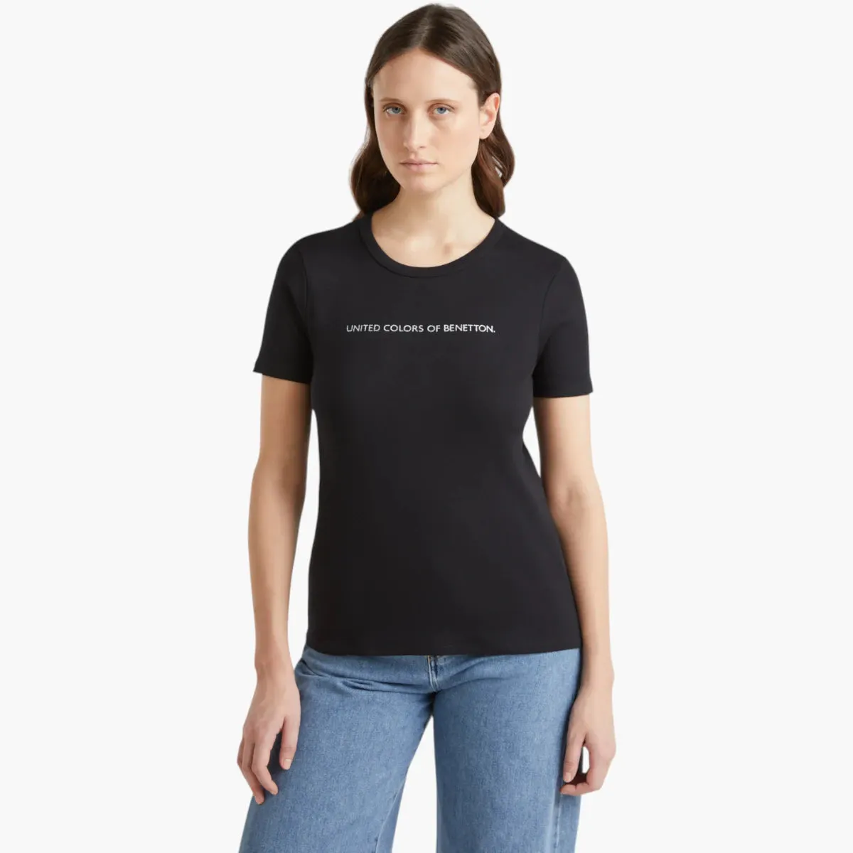 T-Shirt In 100% Cotton With Glitter Print Logo