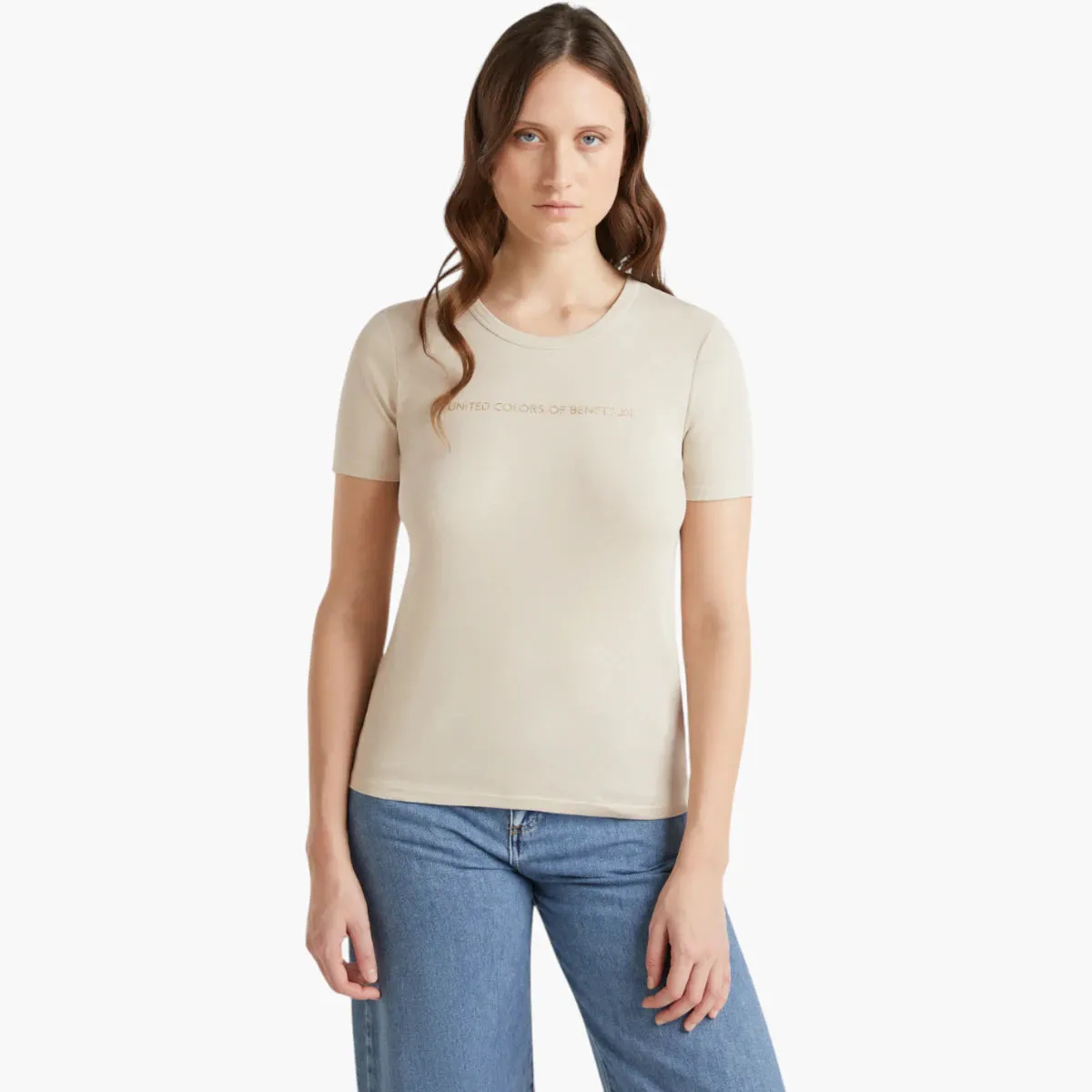 T-Shirt In 100% Cotton With Glitter Print Logo