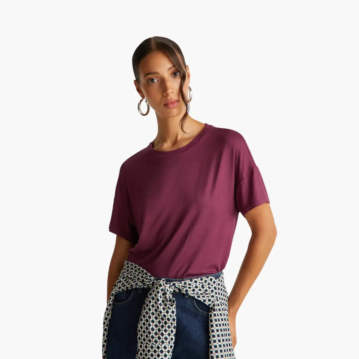 Woman Slim Fit T-Shirt In Stretch Viscose