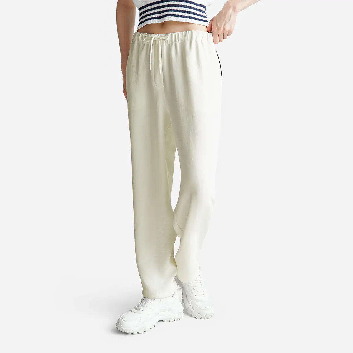 Woman Trousers With Elastic And Drawstring
