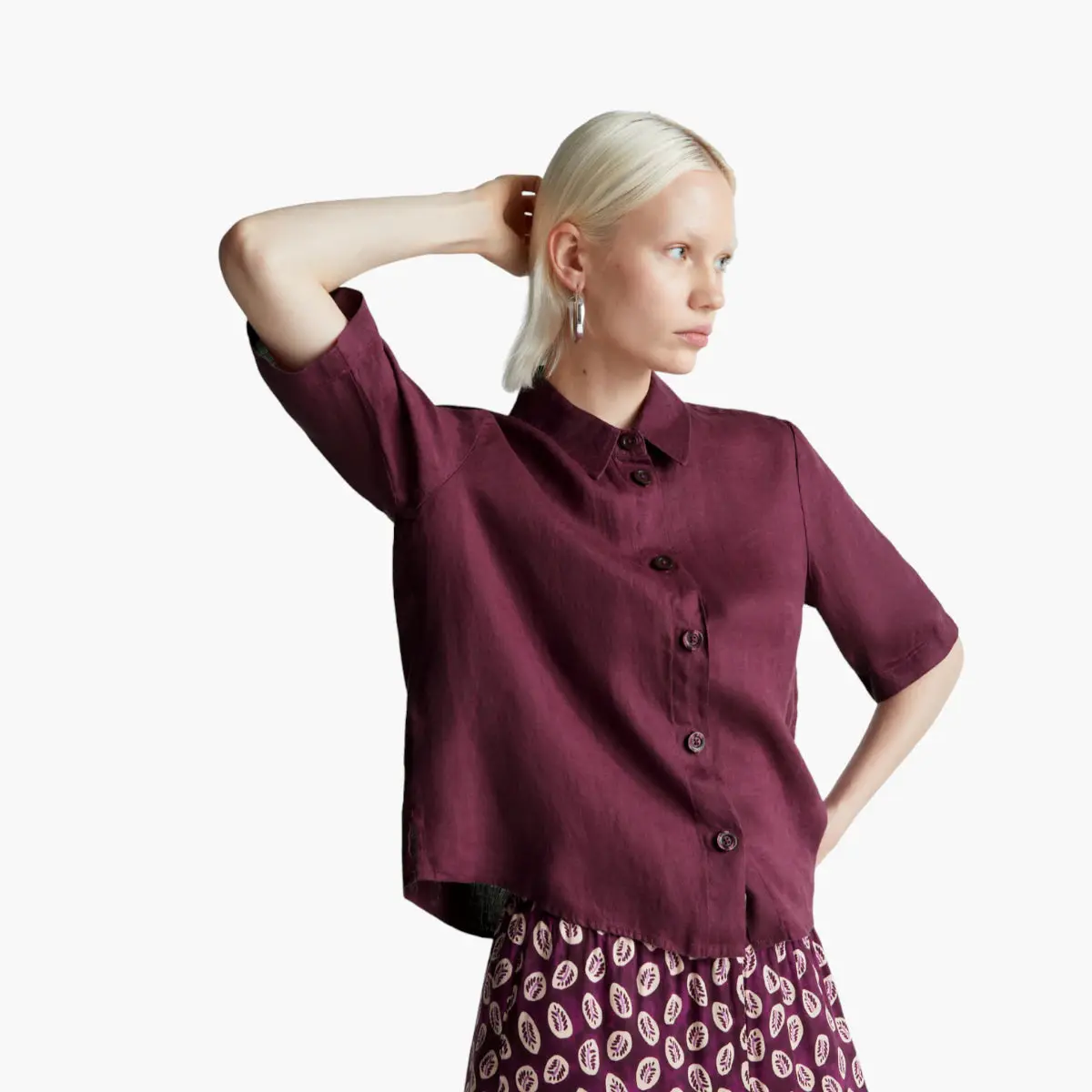 Woman Short Shirt In Pure Linen