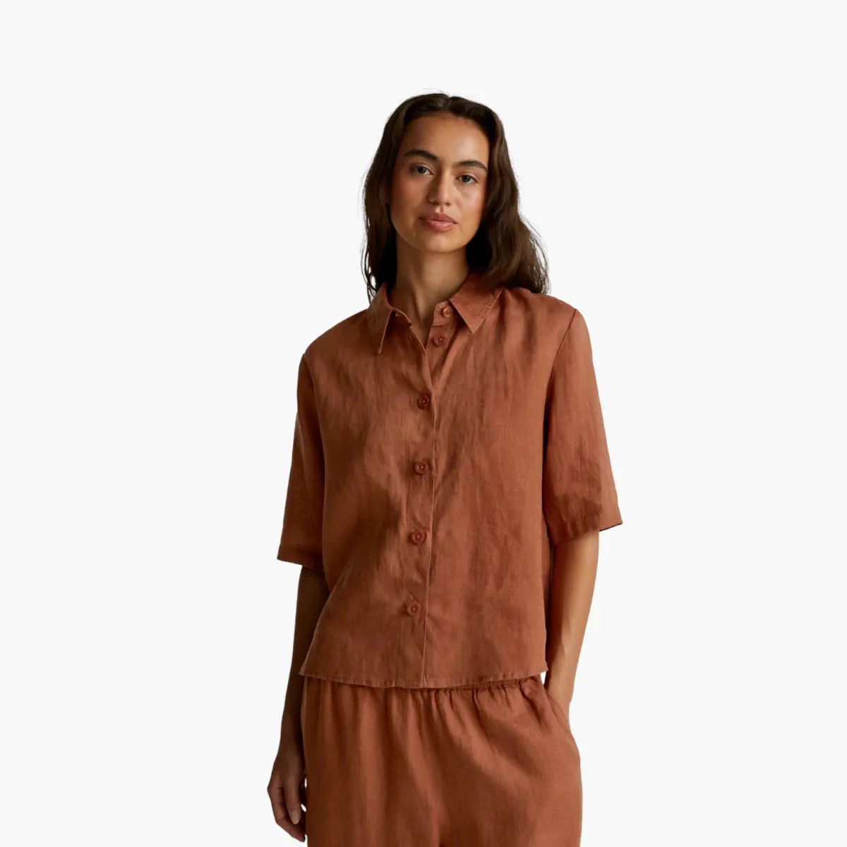 Woman Short Shirt In Pure Linen